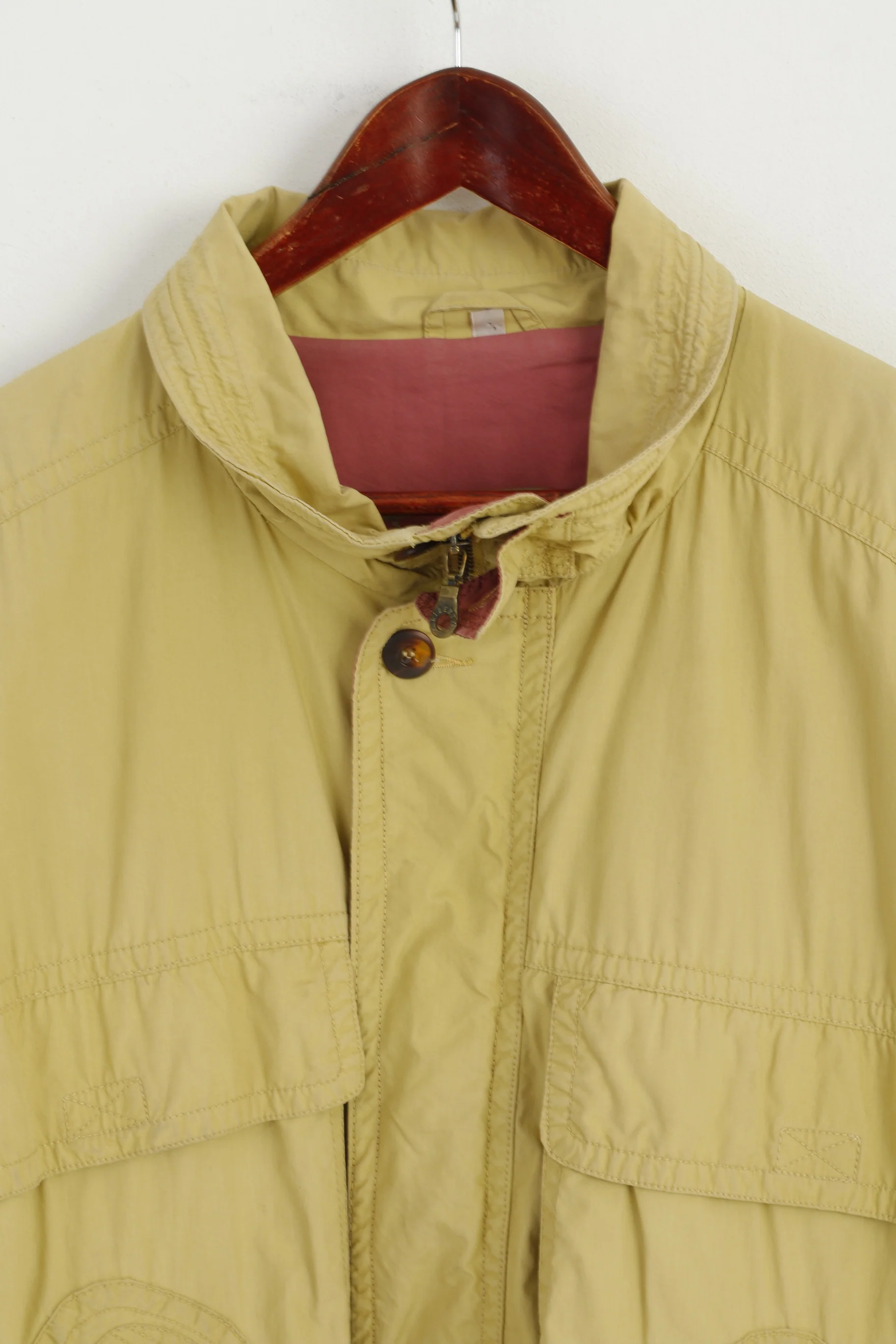 Bicyle Liberty Travel Way Men M Jacket Mustard Bomber Full Zipper Removable Sleeve Cotton Pocket Vintage - Image 2