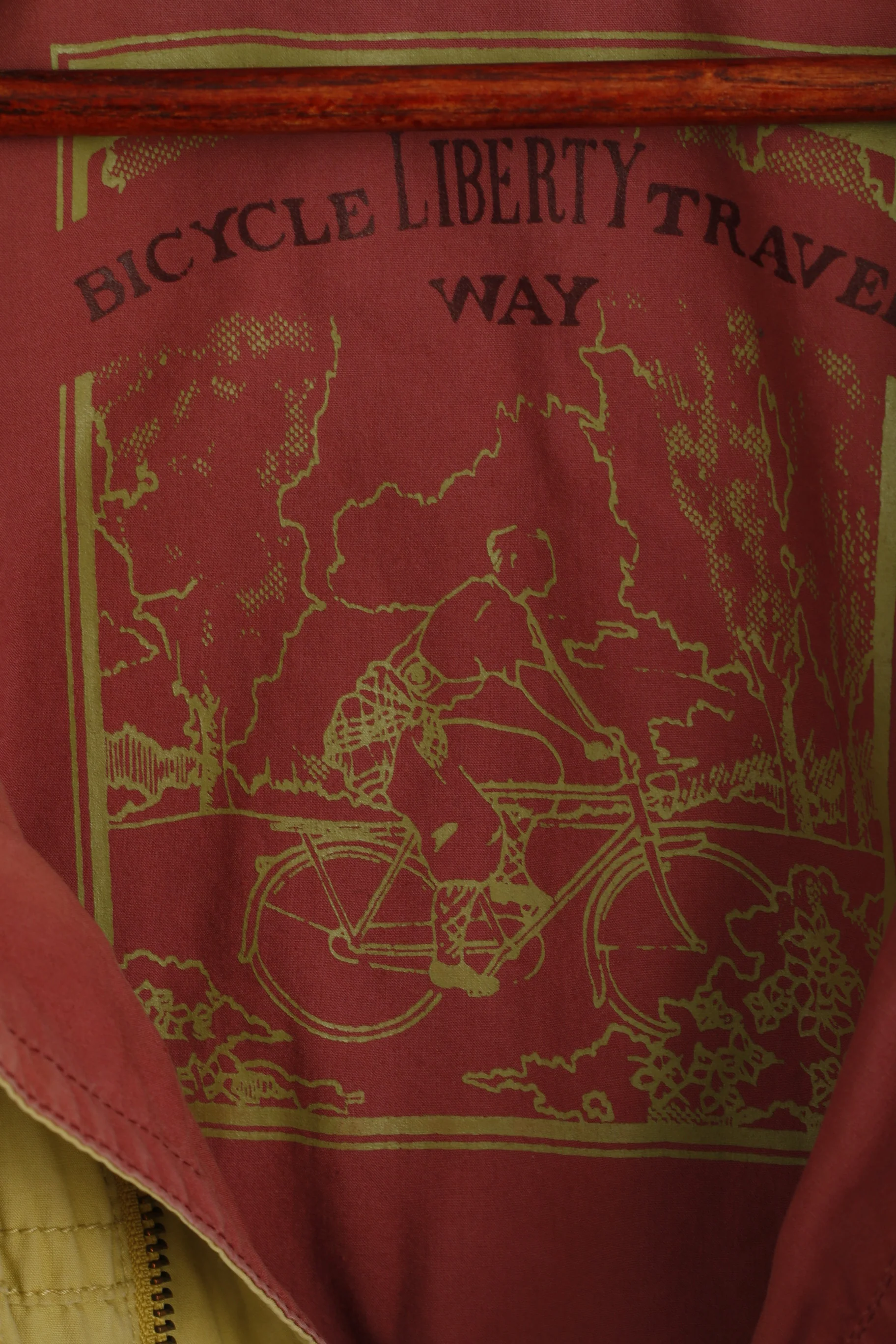 Bicyle Liberty Travel Way Men M Jacket Mustard Bomber Full Zipper Removable Sleeve Cotton Pocket Vintage - Image 5