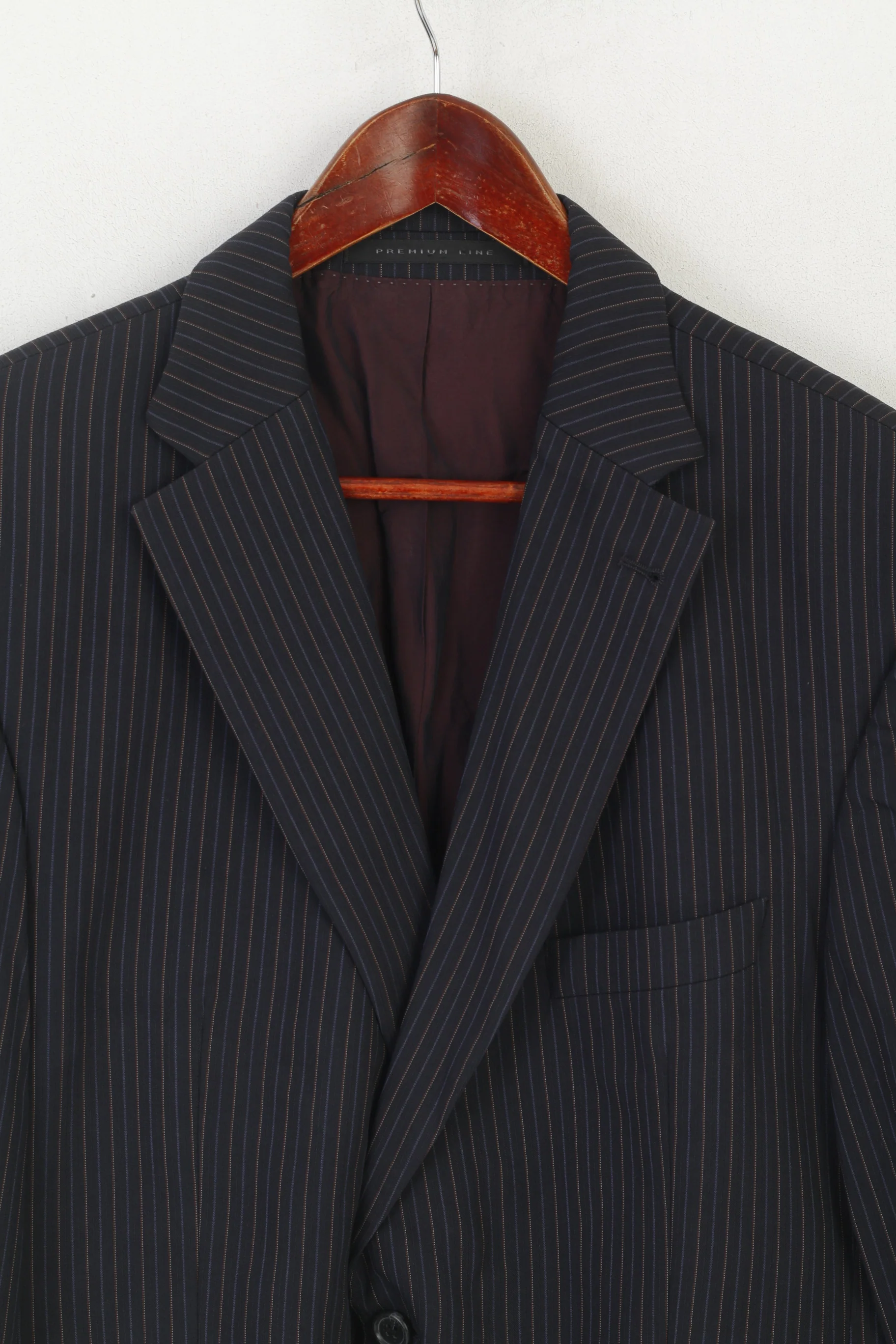 Strellson Men 42 Blazer Navy Striped Business Class Premium Line Single Breasted Jacket - Image 2