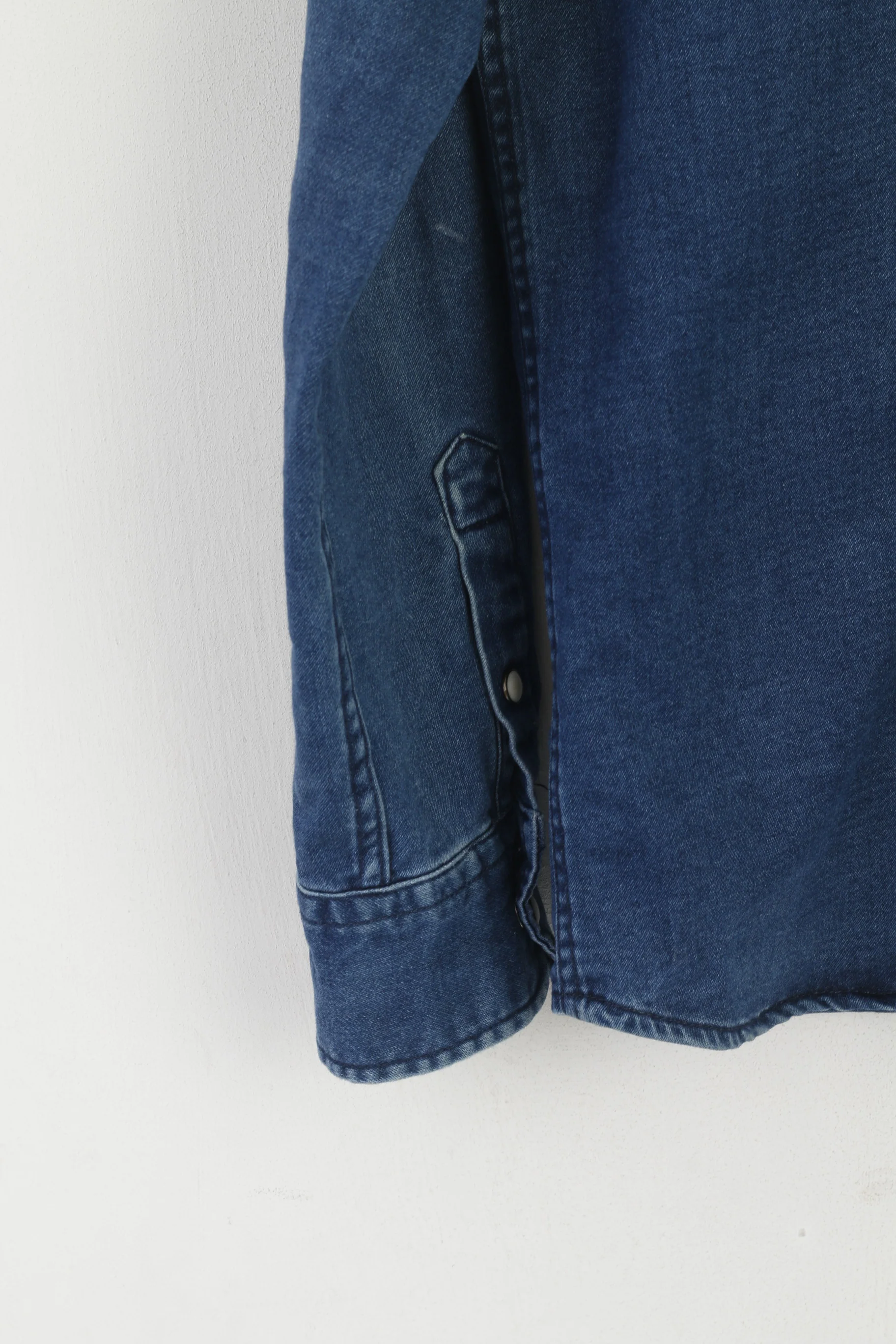 Mustang Men S Casual Shirt Blue Denim Slim Fit Stretch Long Sleeve Vintage Top - Image 3