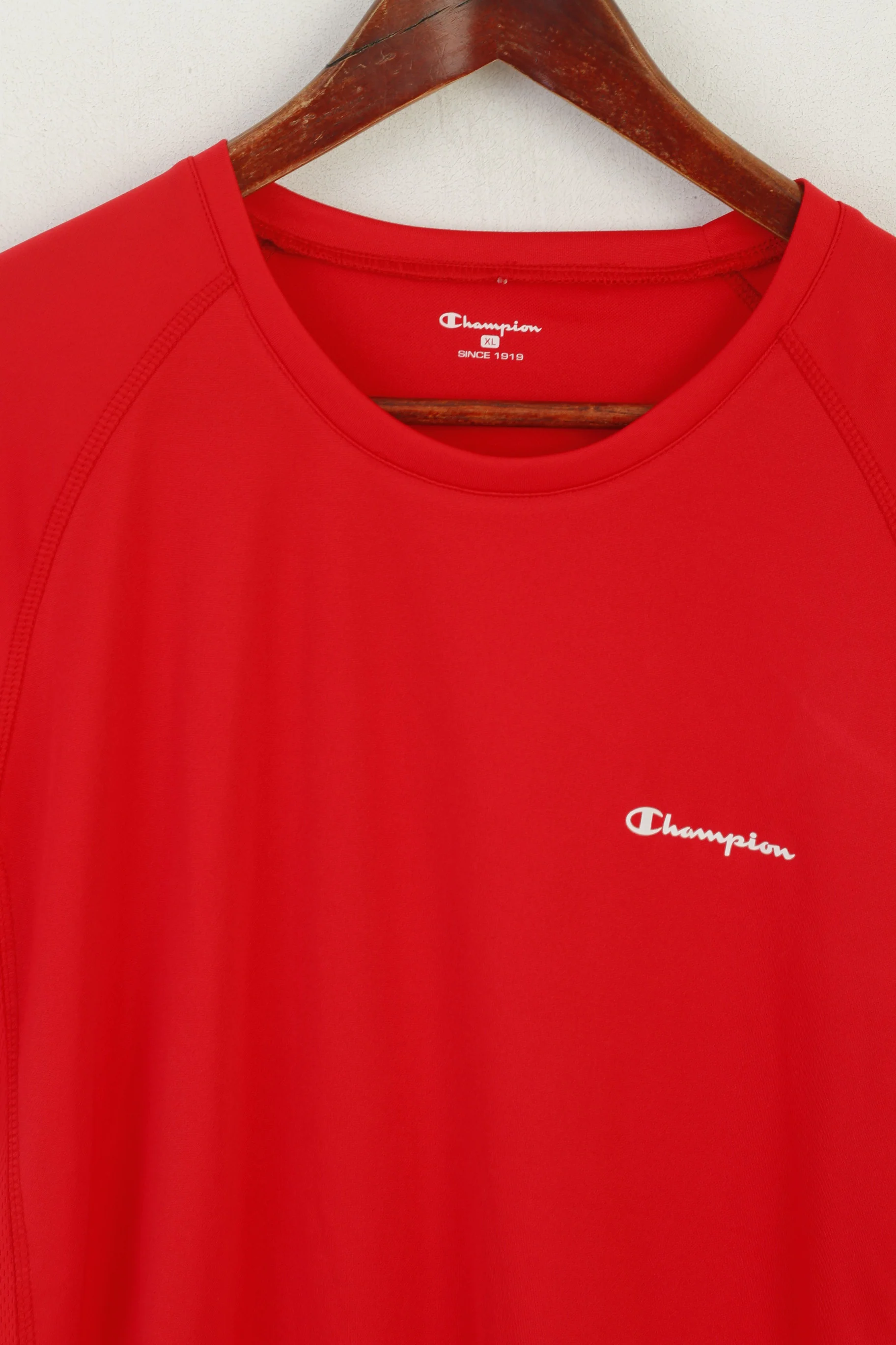 Champion Men XL Shirt Red Training Activewear Sport Crew Neck Jersey Top - Image 2