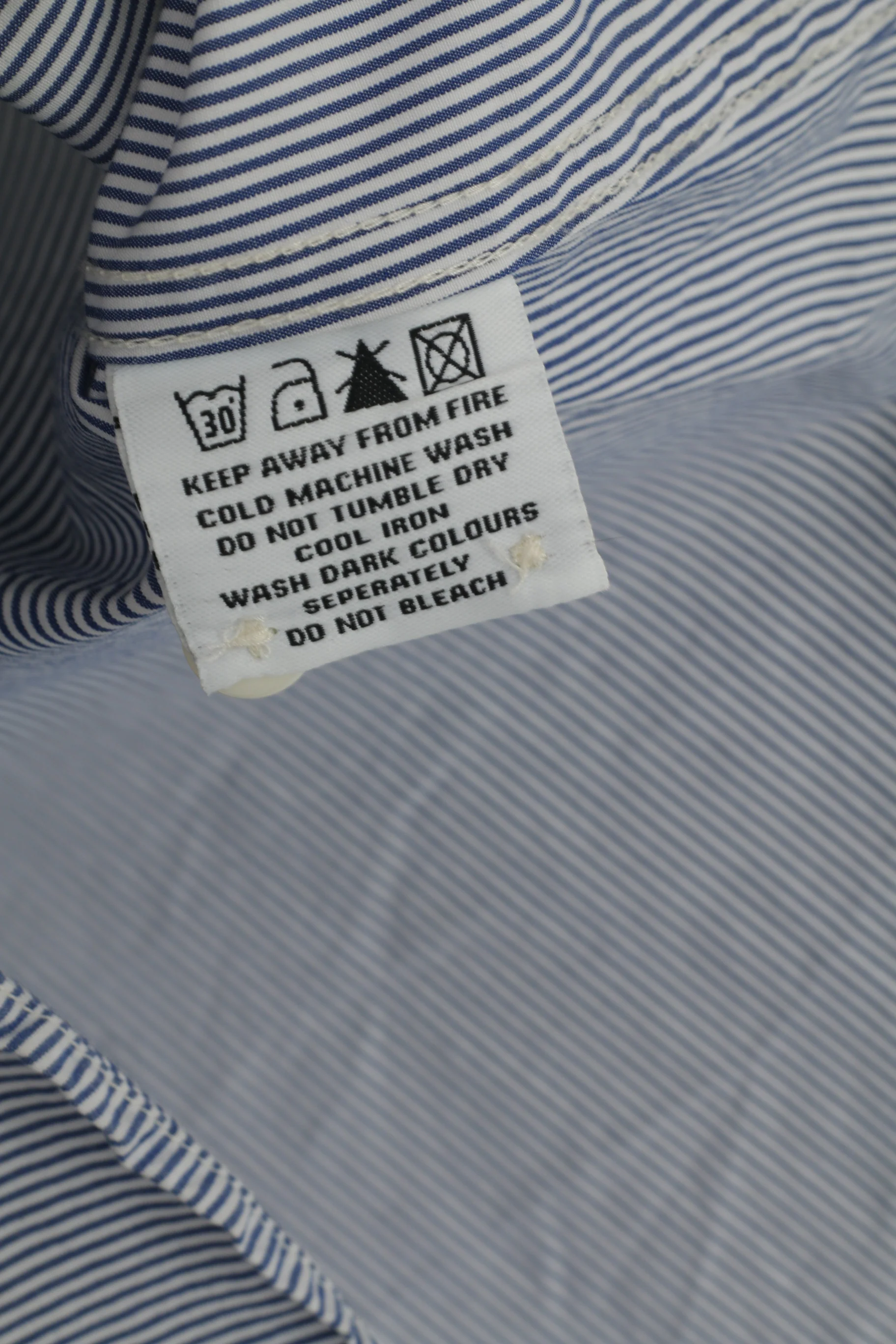 Superdry Men M Casual Shirt Blue Striped Cotton Long Sleeve Button Down Collar Top - Image 5