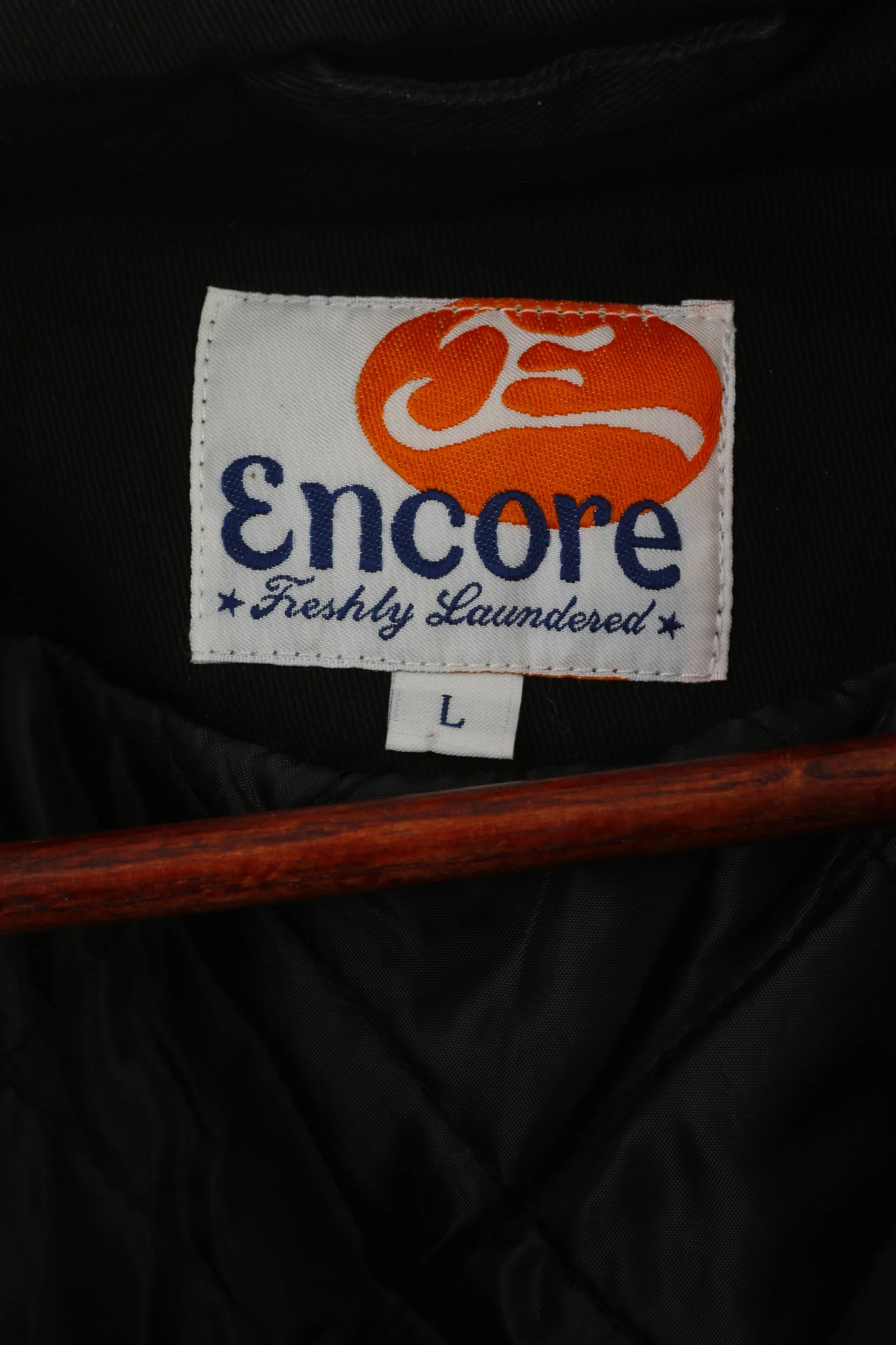 Encore Men L (M) Jacket Black Cotton Padded Full Zipper Vintage Strettwear Top - Image 4