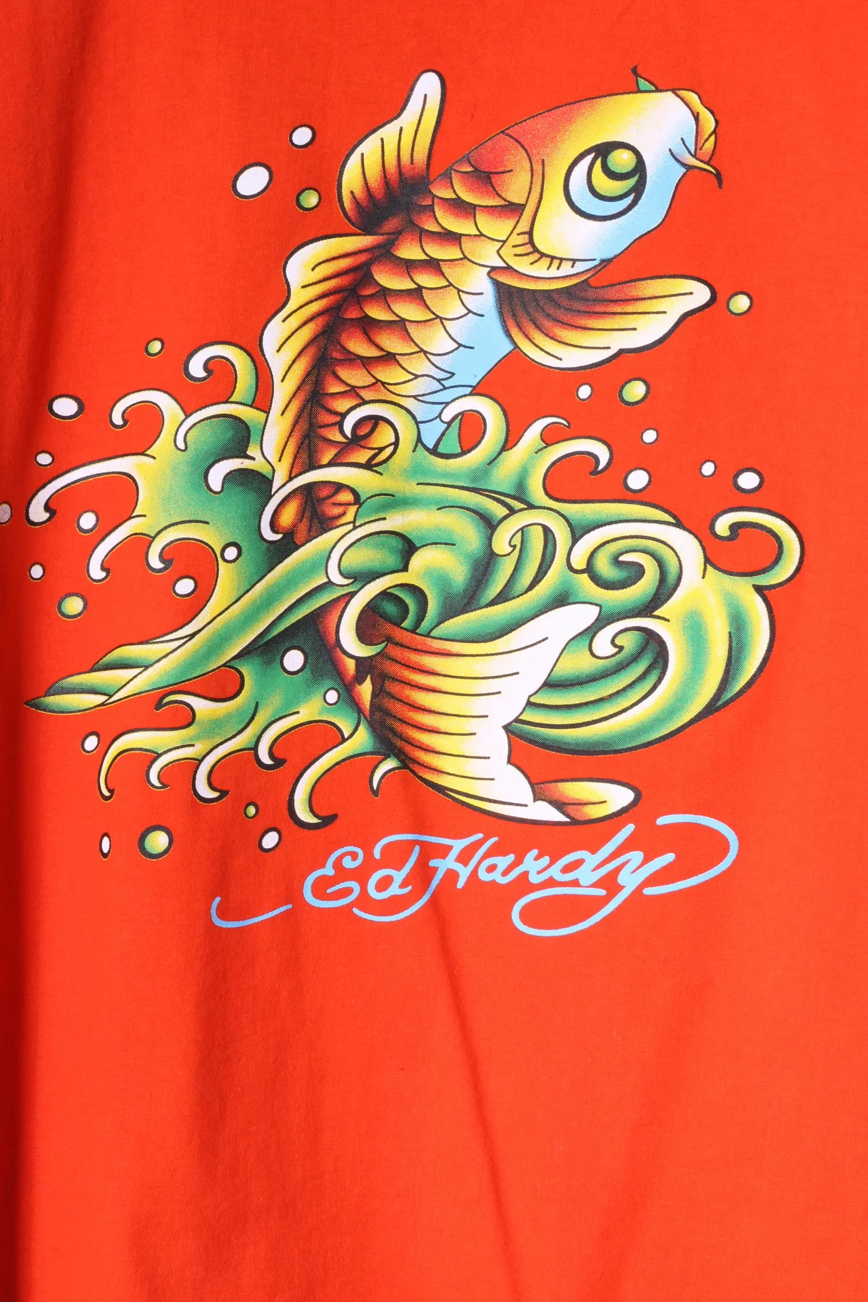 Ed Hardy Boys M 14 Age T-Shirt Orange Cotton Fish Graphic Top - Image 3