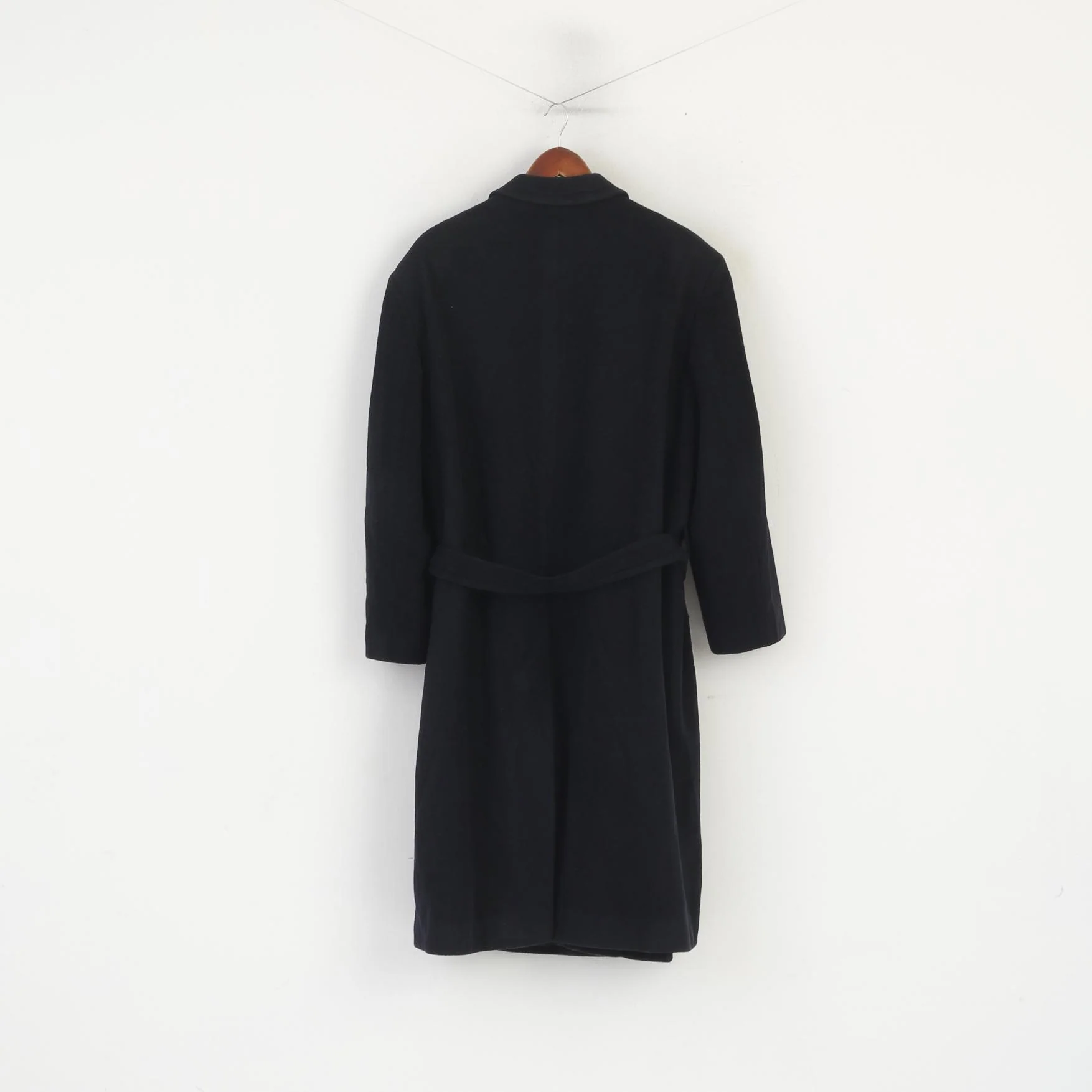 David Moss Colection Men S (M) Coat Navy Vintage Wool Cashmere Blend Belted Overcoat - Image 8