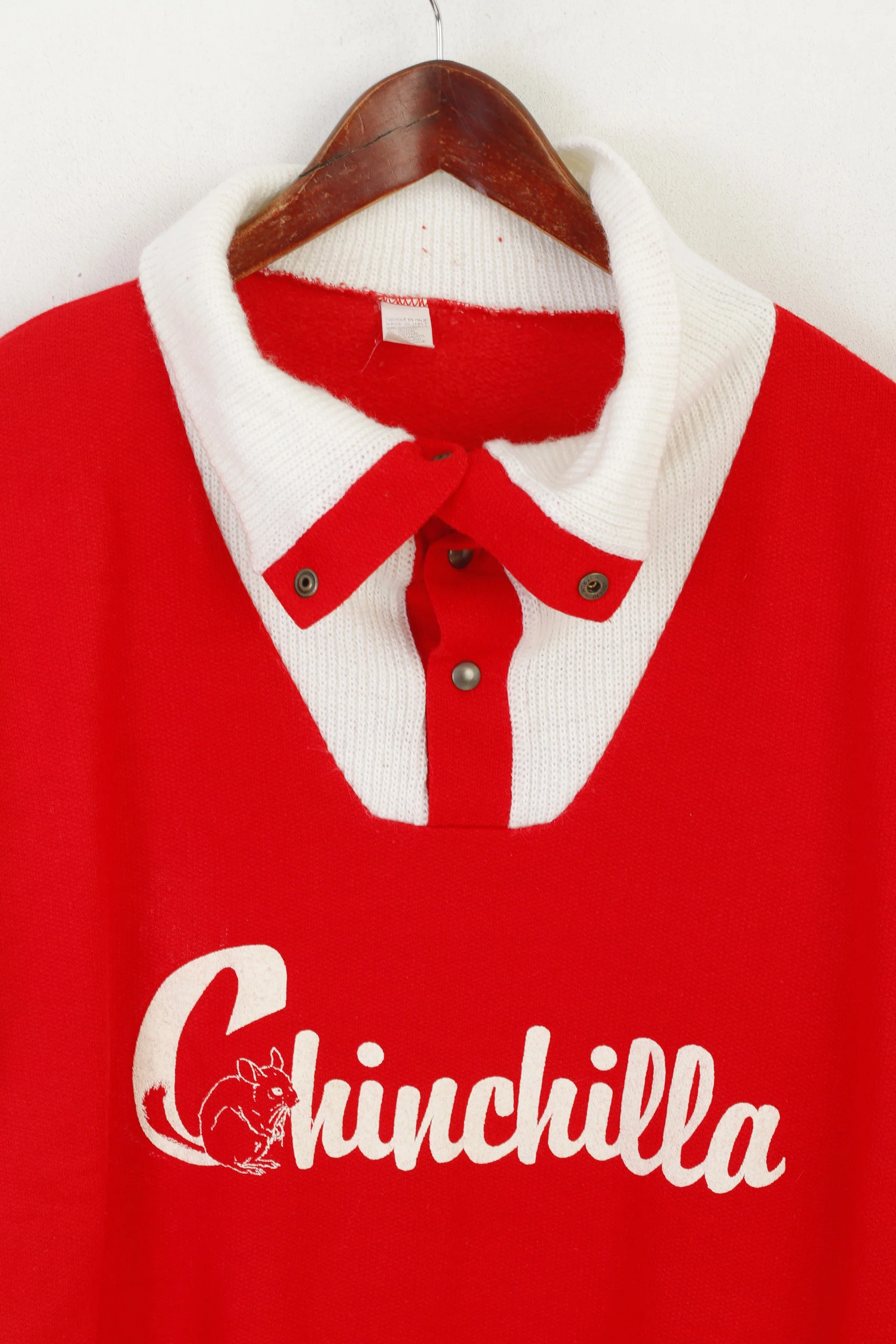 Fiocchi Italy Men L Sweatshirt Red Vintage Cotton Chinchilla Graphic 80s Unisex Jumper - Image 2