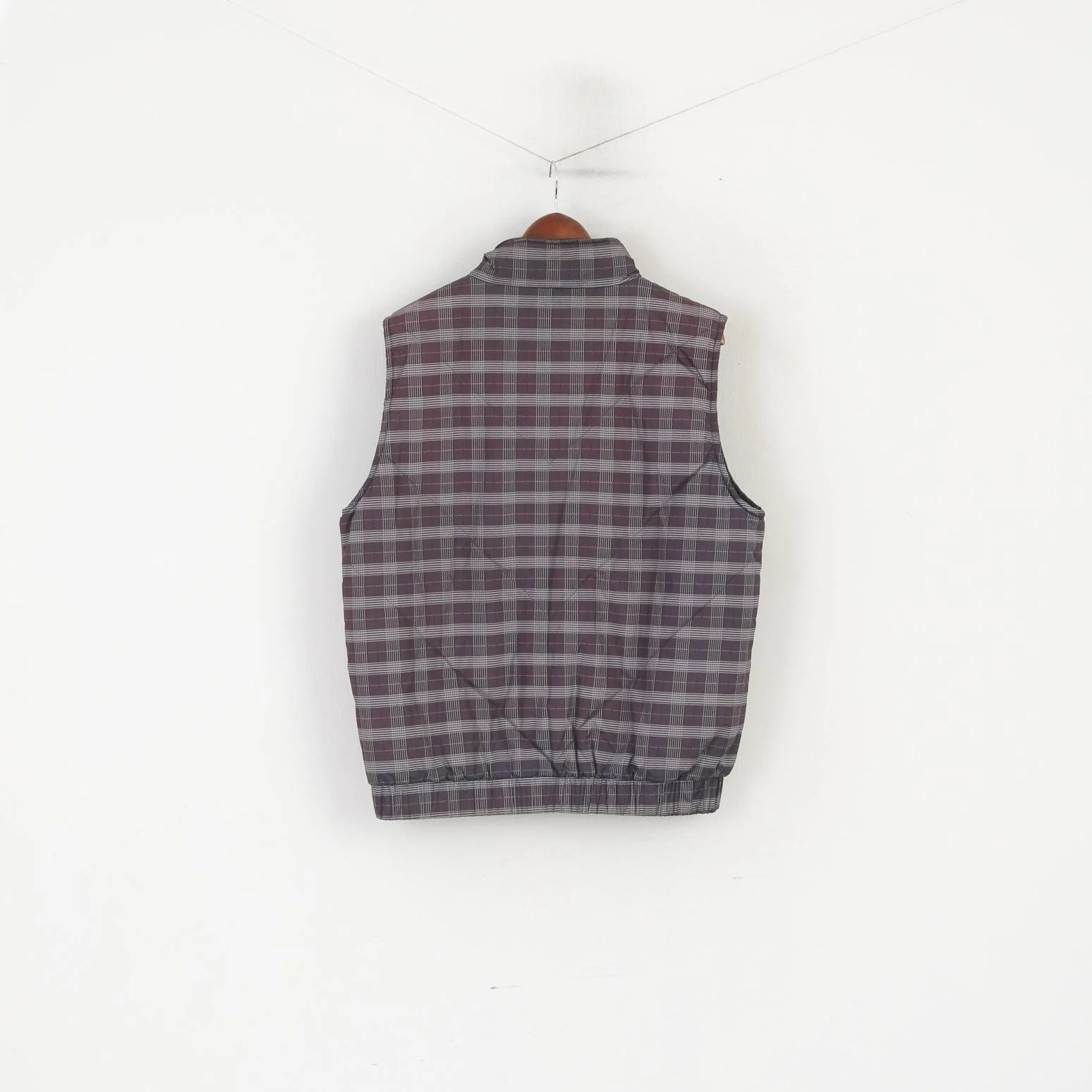 Chamonix Men M Bodywarmer Purple Check Fill Zip Padded Outdoor Sport Vest - Image 7
