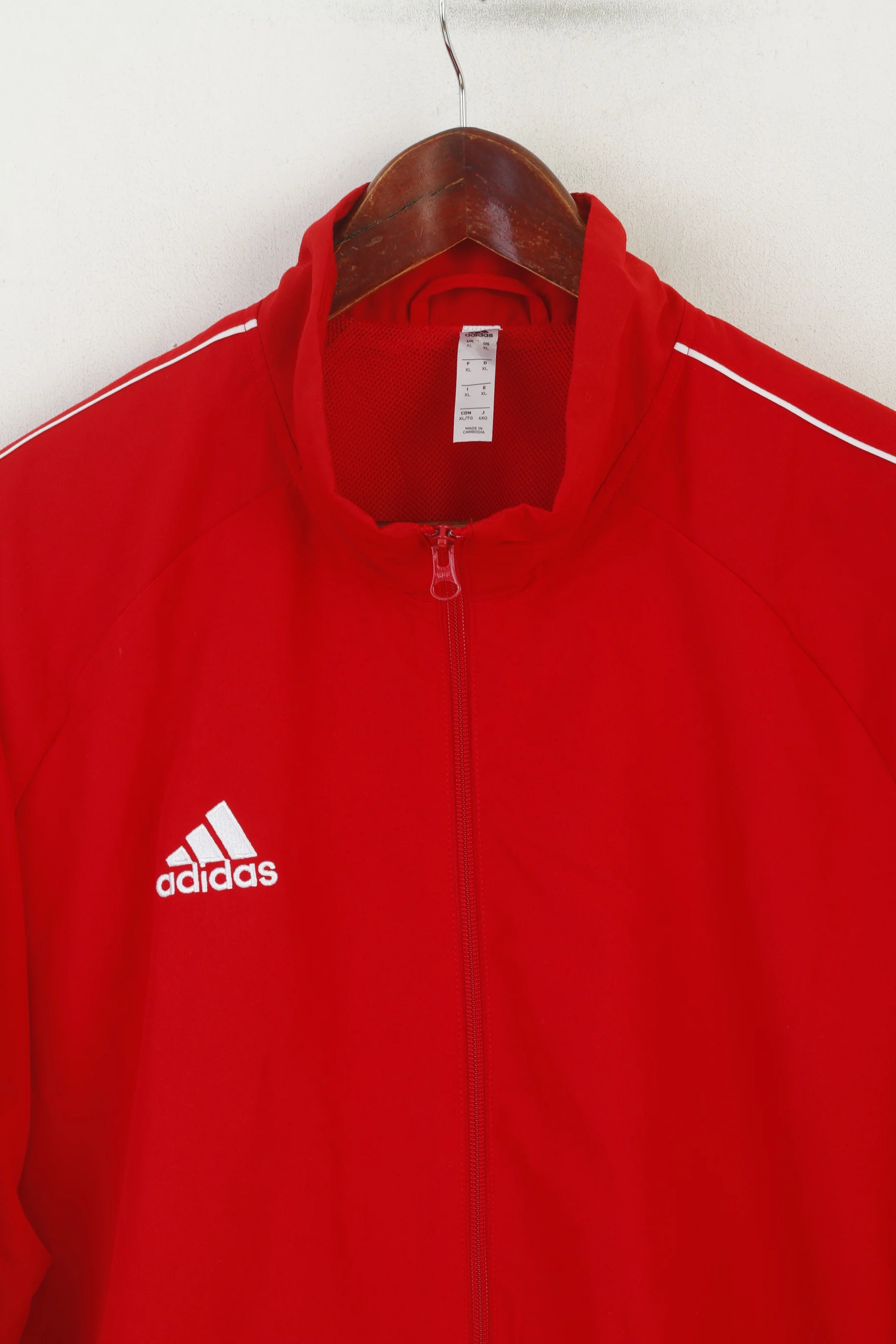 Adidas Men XL Jacket Red Bomber Full Zipper Activewear Vintake Track Top - Image 2