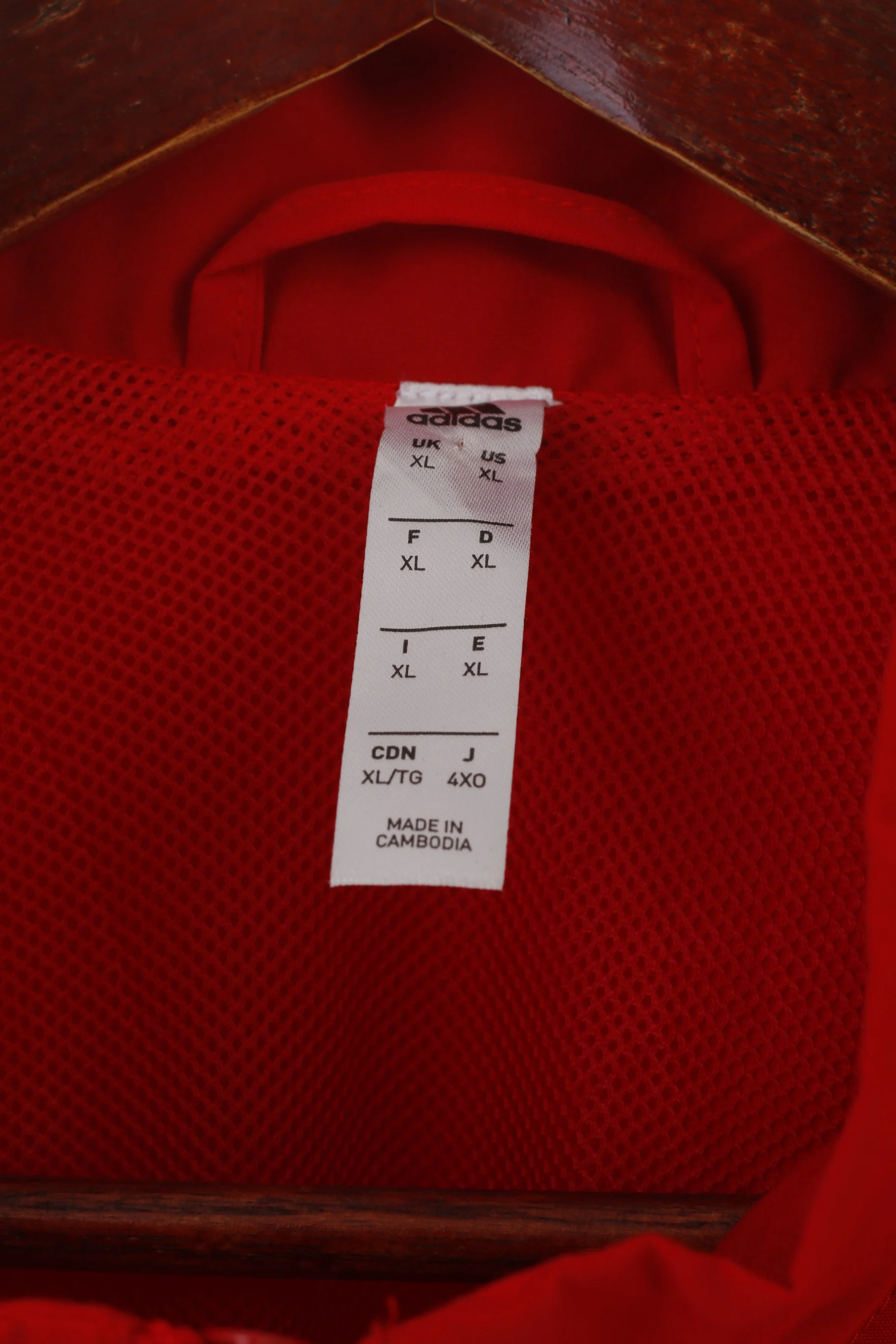 Adidas Men XL Jacket Red Bomber Full Zipper Activewear Vintake Track Top - Image 4