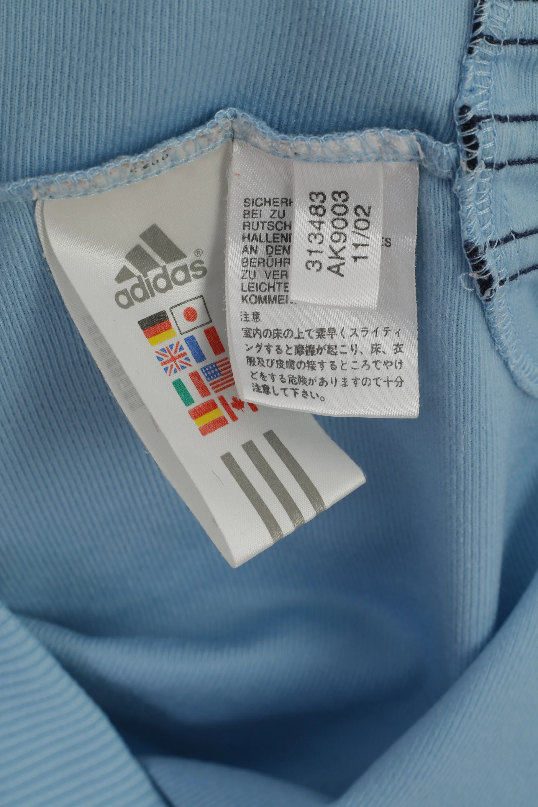 Adidas Men 42/44 186 XL Sweatshirt Light Blue Vintage Shiny Zip Up Oldschool Top - Image 6