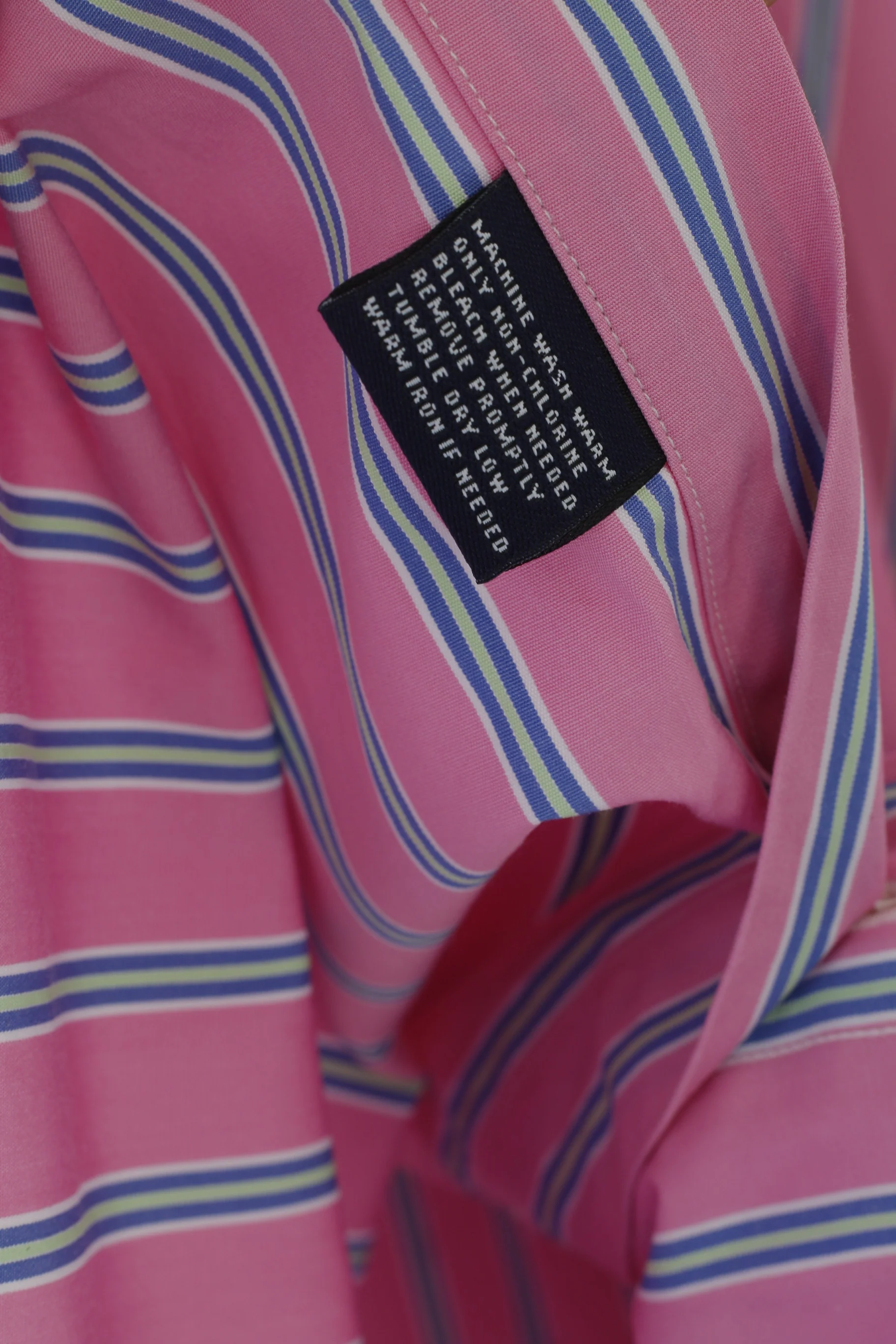 American Living Men XL Casual Shirt Pink Cotton Striped Button Down Collar Long Sleeve Top - Image 5