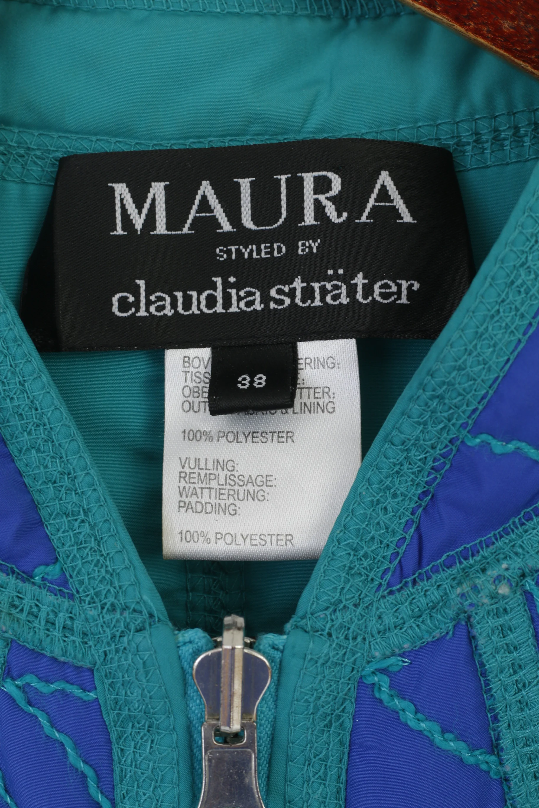 Maura by Claudia Strater Women 38 S Cropped Jacket Blue Emroidered Full Zip Top - Image 4