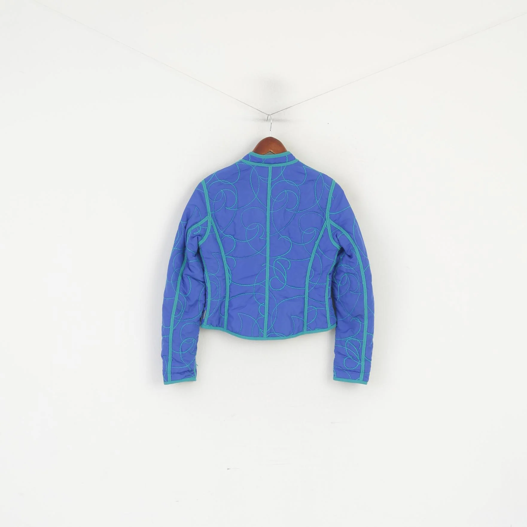 Maura by Claudia Strater Women 38 S Cropped Jacket Blue Emroidered Full Zip Top - Image 5