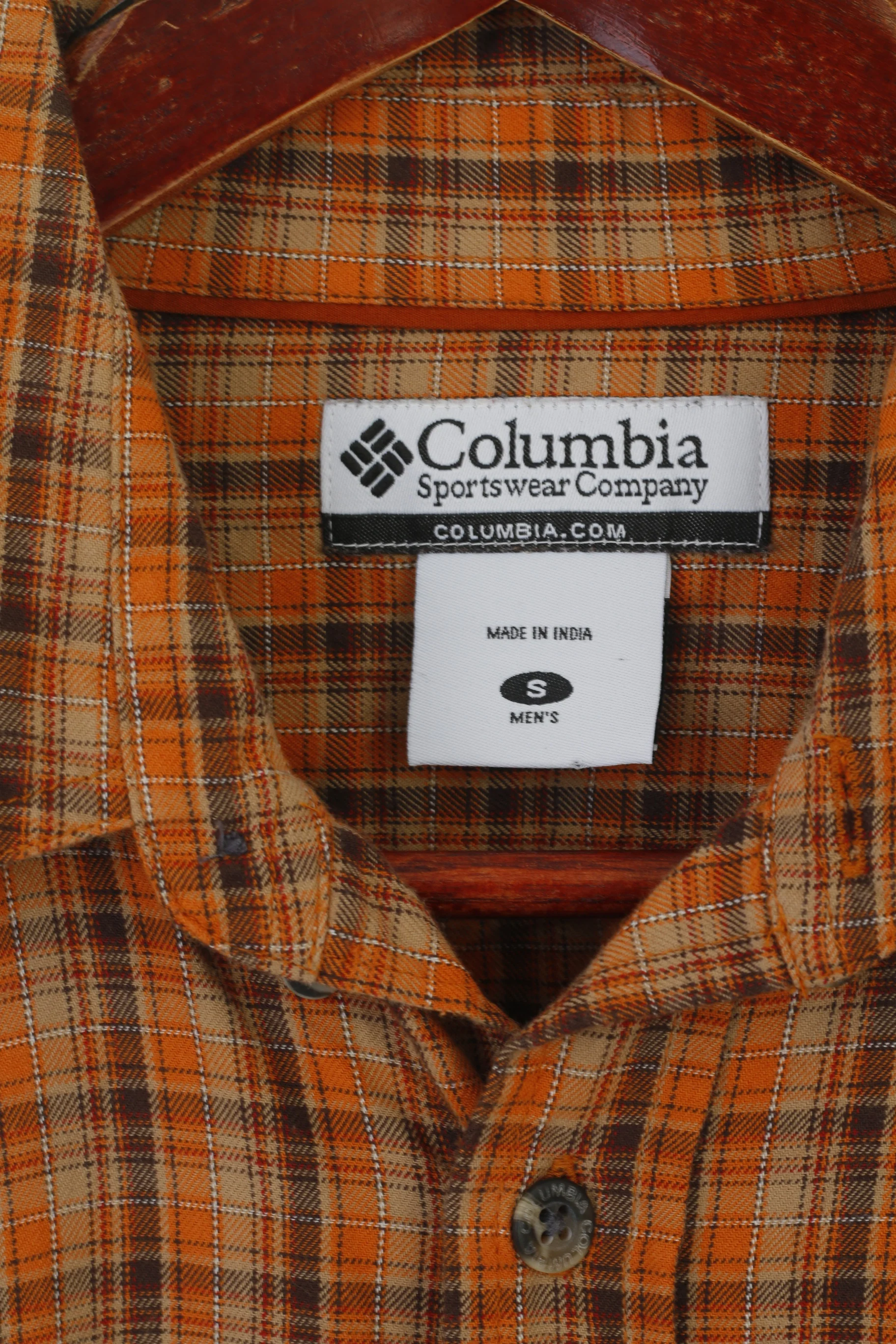 Columbia Sportswear Company Men S Casual Shirt Orange Checkered Outdoor Cotton Top - Image 4