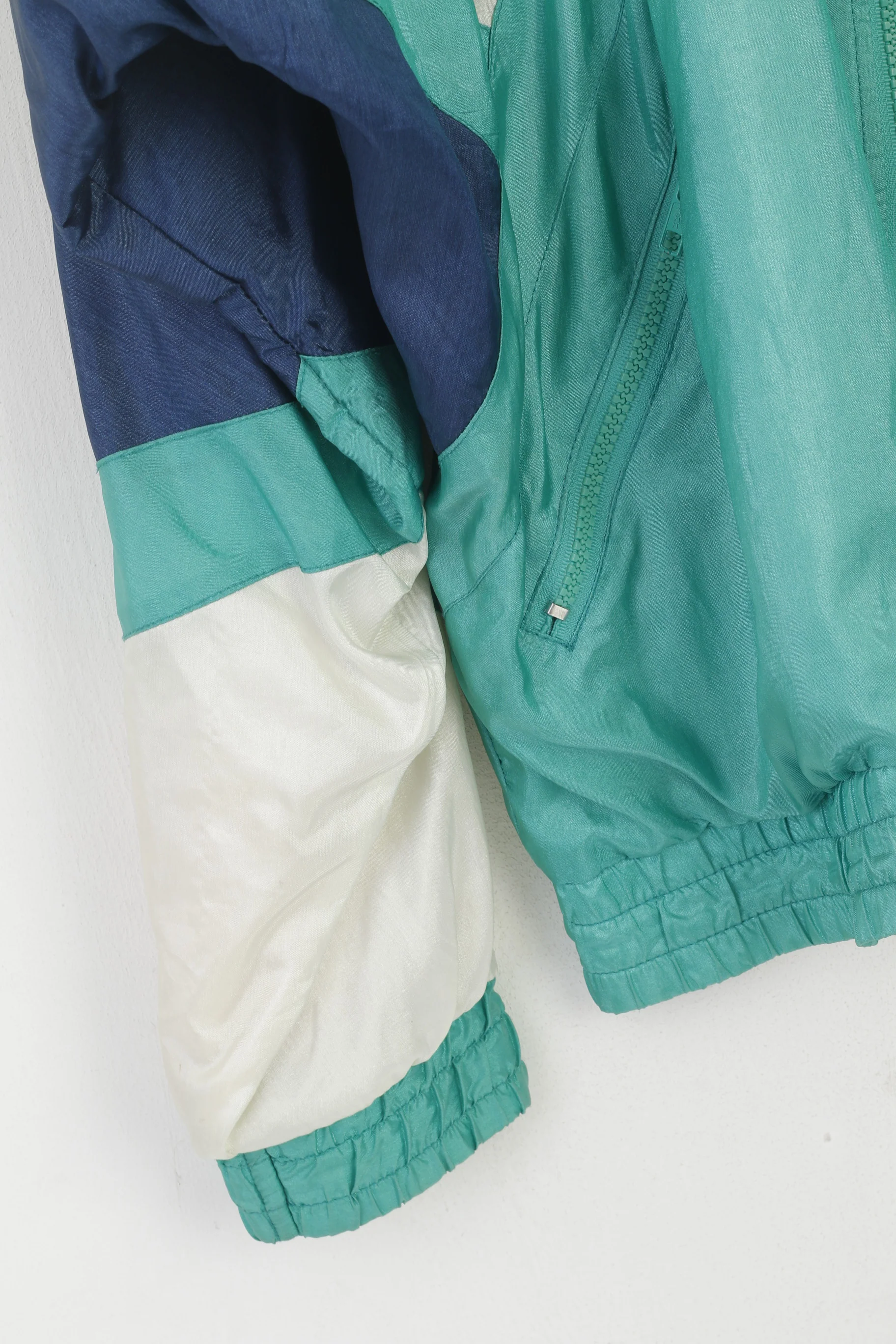 Crash In Town Men L Jacket Shiny Cream Green Vintage Festival Nylon Bomber Top - Image 3