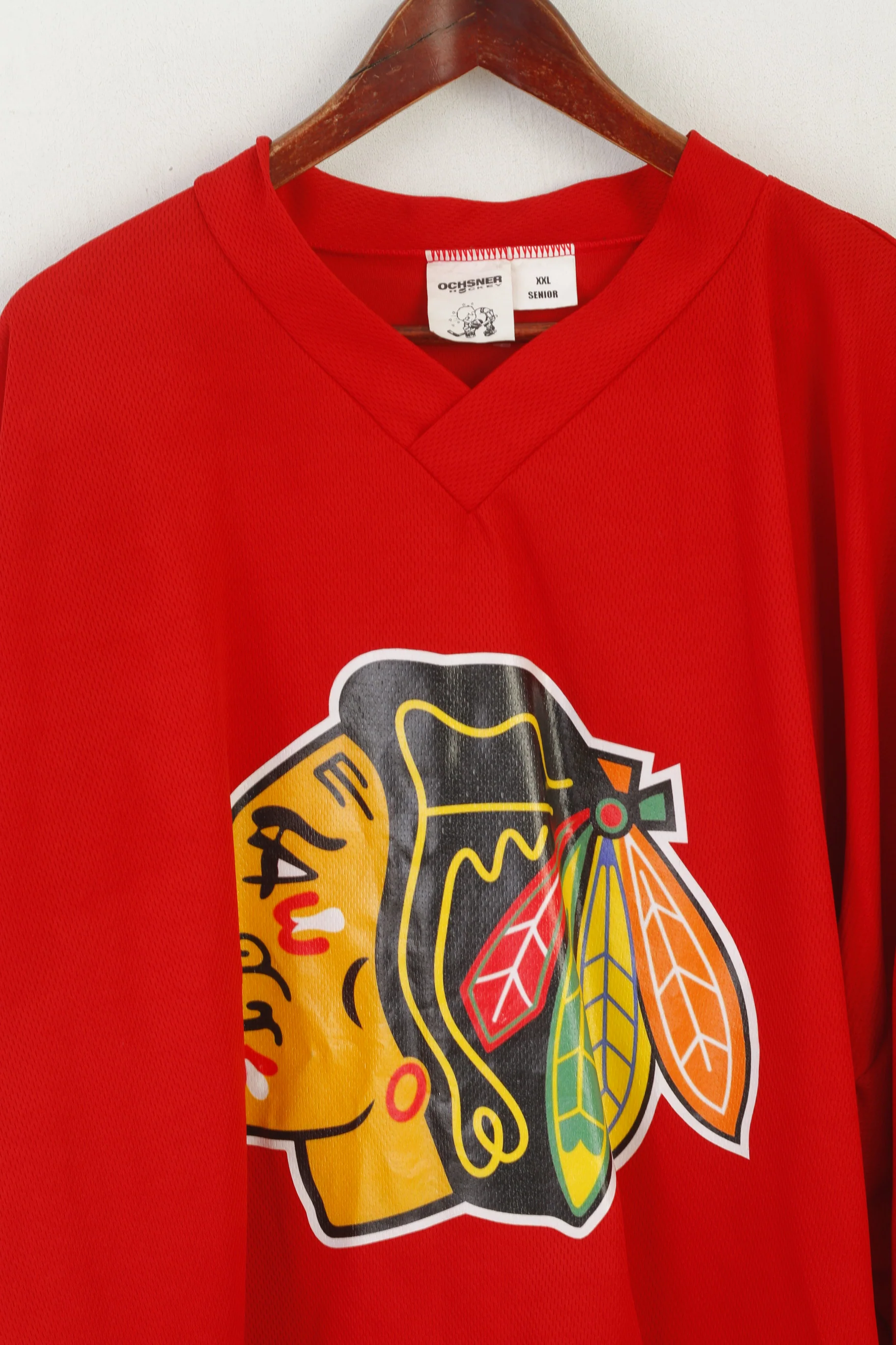 Ochsner Hockey Men XXL Oversize Shirt Red Vintage Imboden Chicago Blackhawks #97 - Image 2