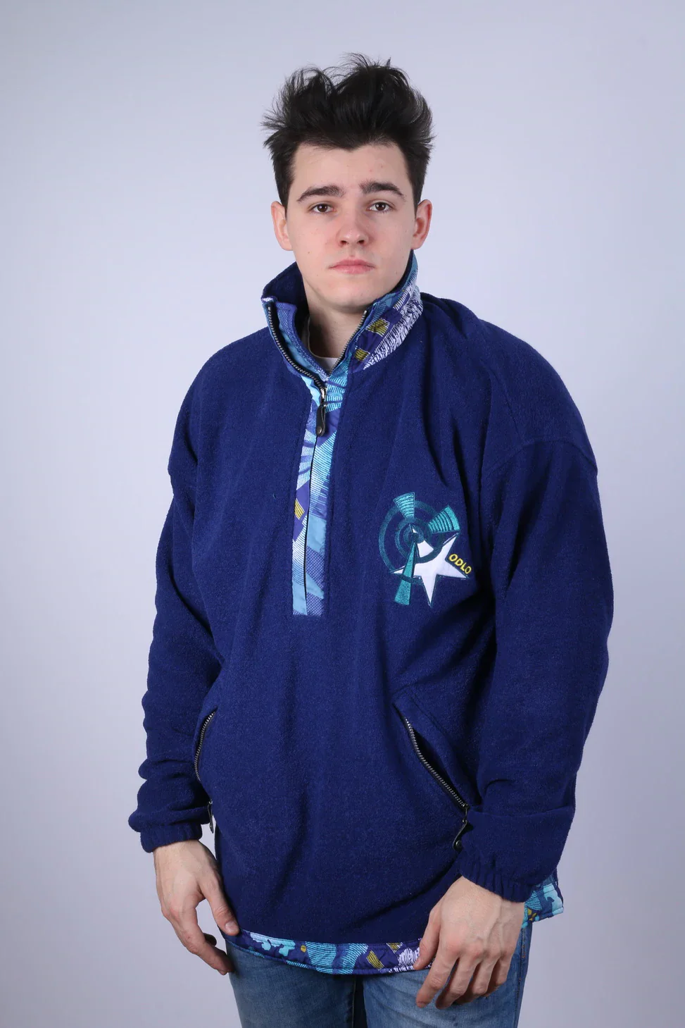 Odlo Men XL 52/54 Fleece Top Navy Vintage Sportswear Functional Tall Sweatshirt - Image 6
