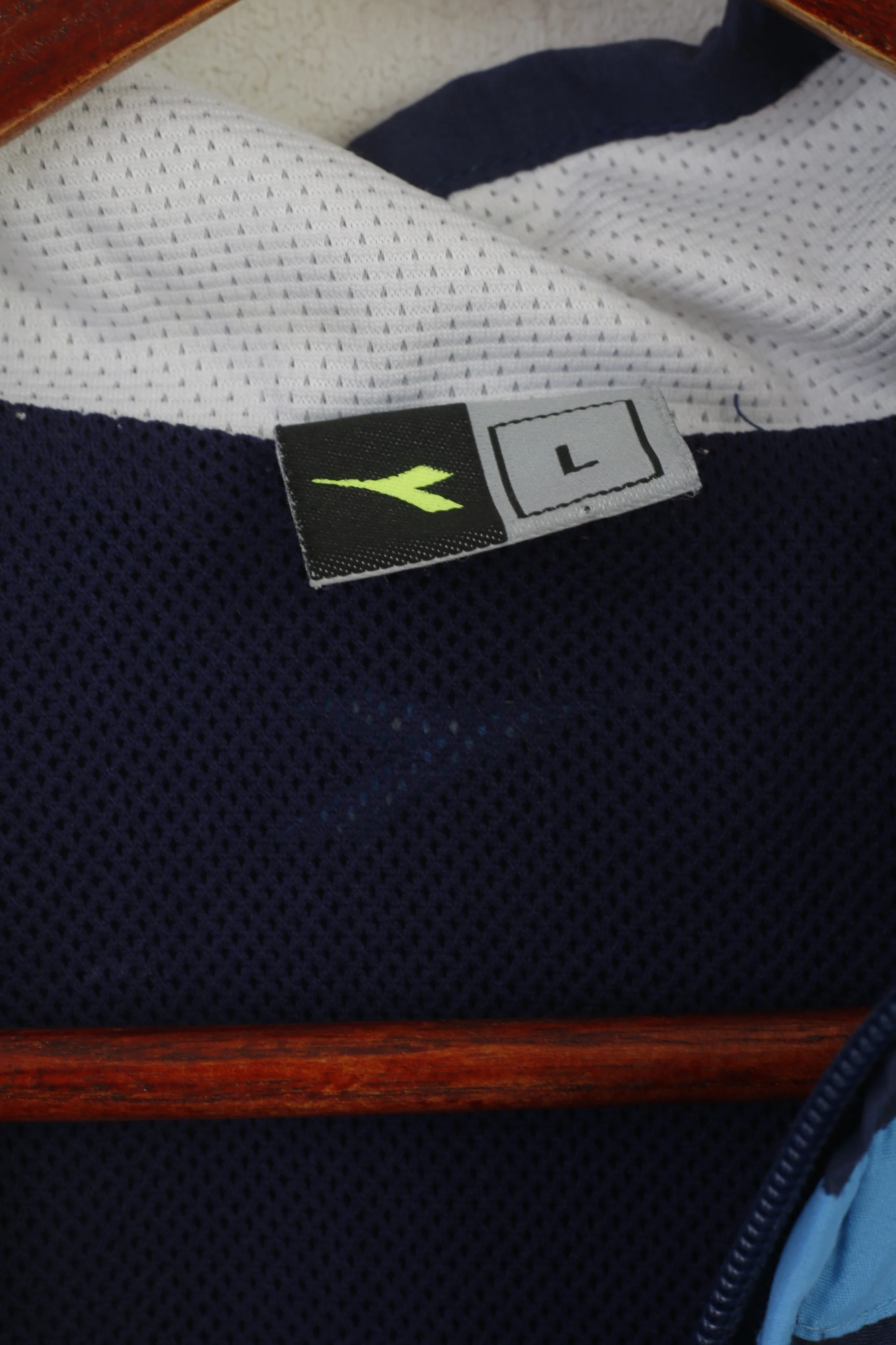 Diadora Men L Jacket Navy Vintage Lightweight Activewear Full Zip Training - Image 4