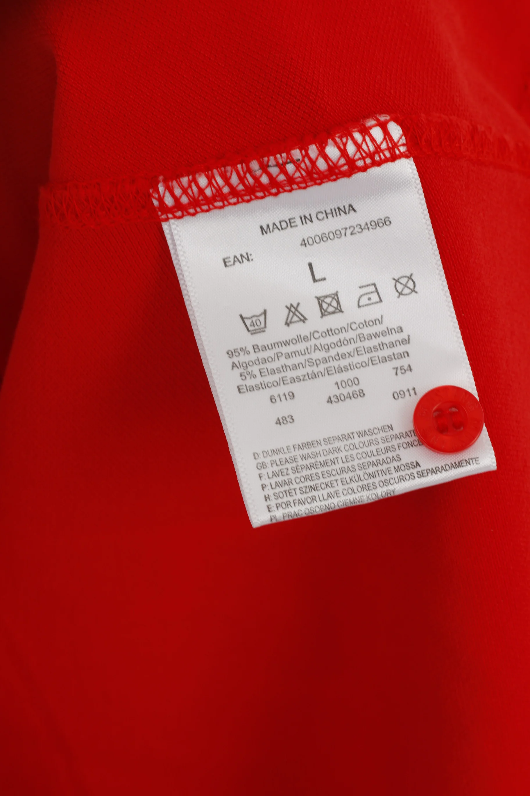 Mustang Women L Polo Shirt Red Cotton Stretch Short Sleeve Vintage Classic Top - Image 4