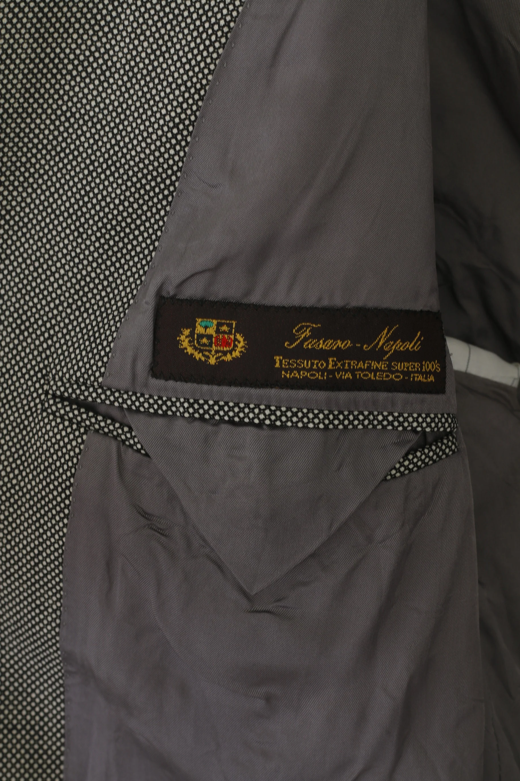 Lanificio Campore Men 52 42 Blazer Gray Wool Italy Napoli Single Breasted Vintage Jacket - Image 5