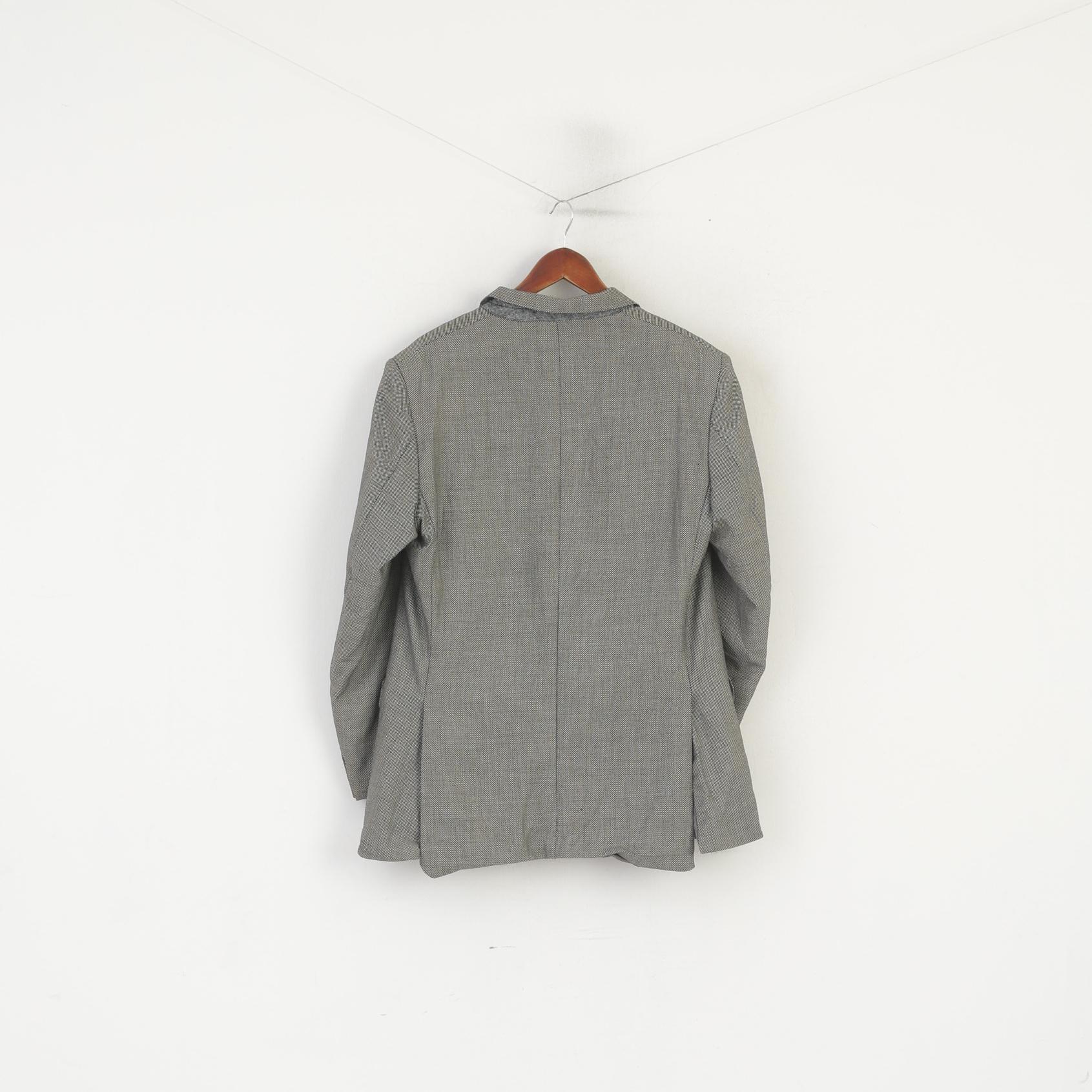Lanificio Campore Men 52 42 Blazer Gray Wool Italy Napoli Single Breasted Vintage Jacket - Image 9