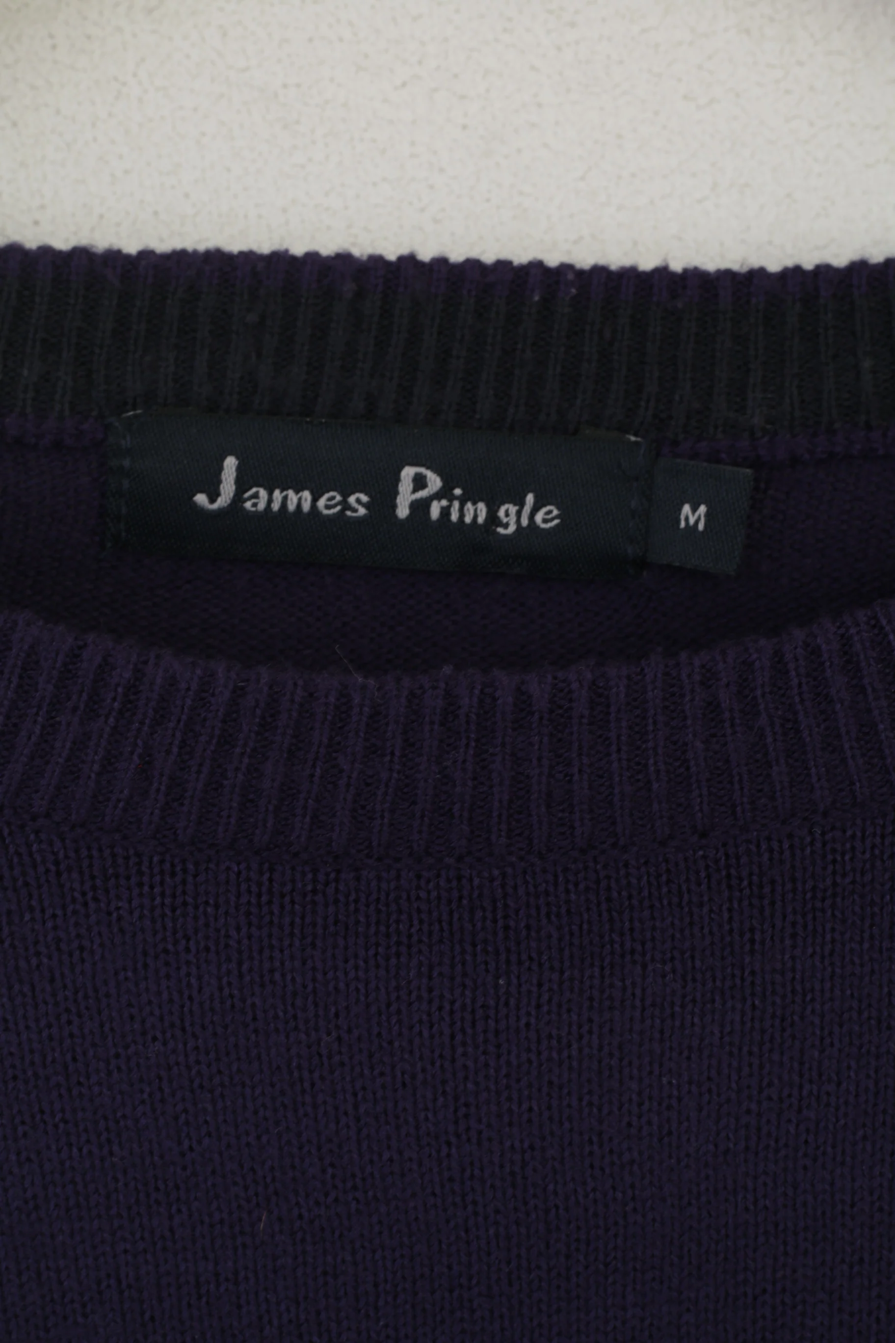 James Pringle Men M Jumper Purple Acrylic Crew Neck Soft Plain Sweater - Image 4