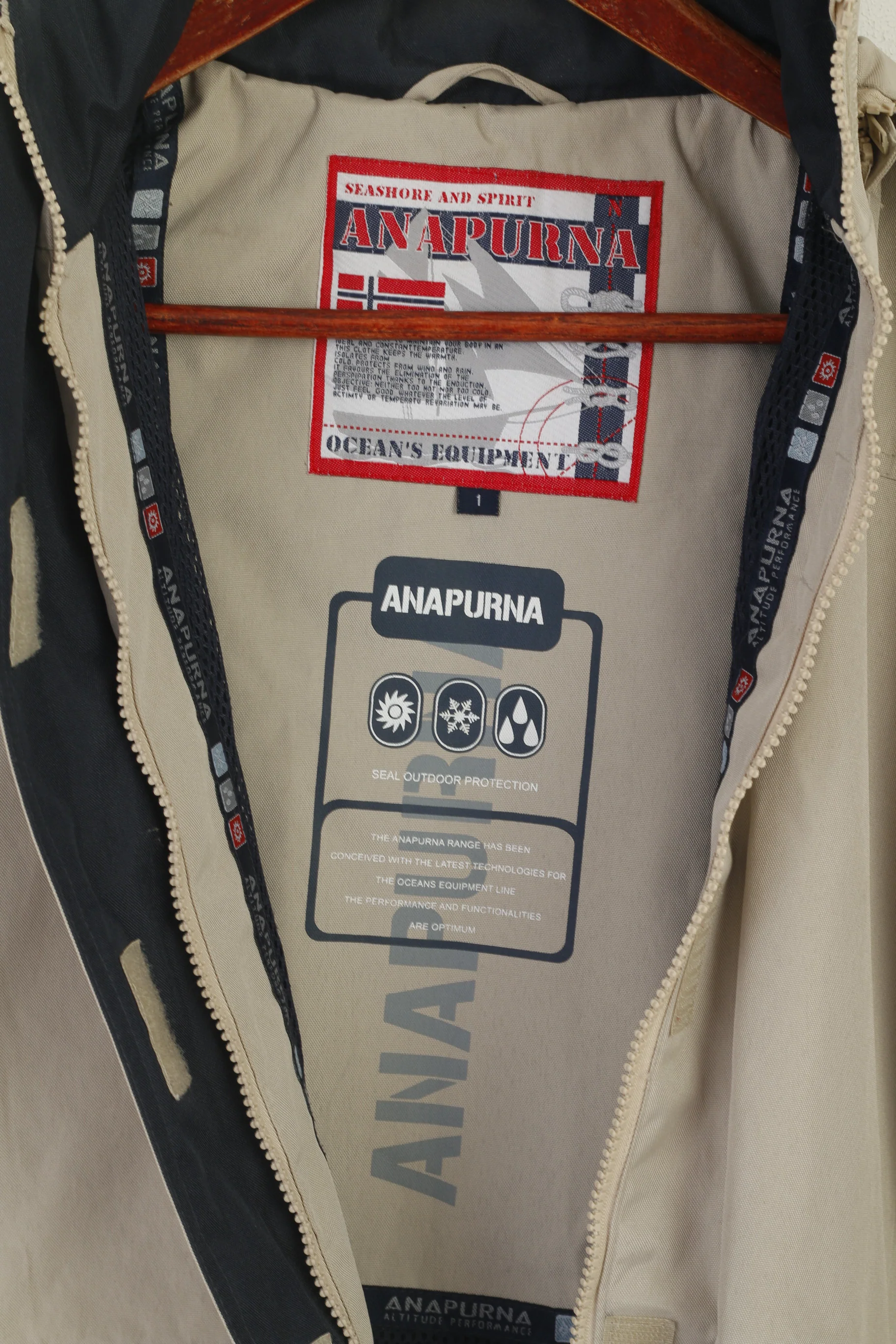 Anapurna Women 1 S Jacket Beige Hooded Oceans Equipment Outdoor Seal Top - Image 5