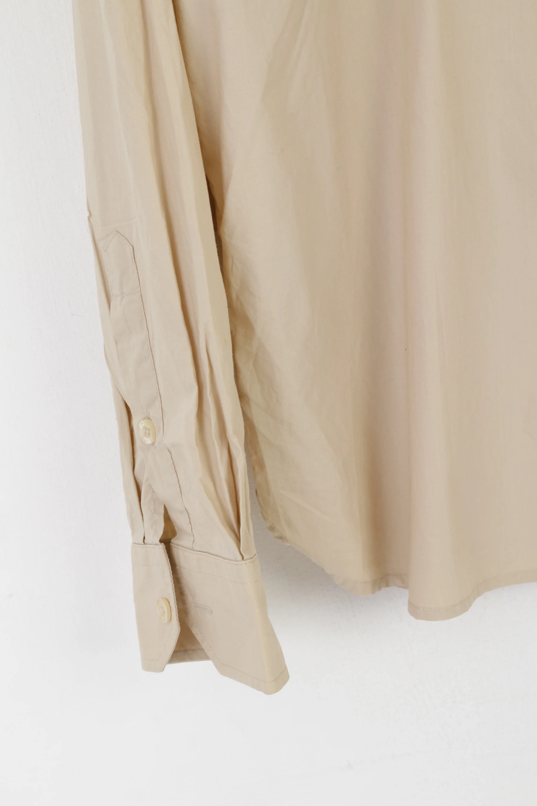 Nigel Hall Men XL Casual Shirt Beige Cotton Emroidered Long Sleeve Top - Image 3