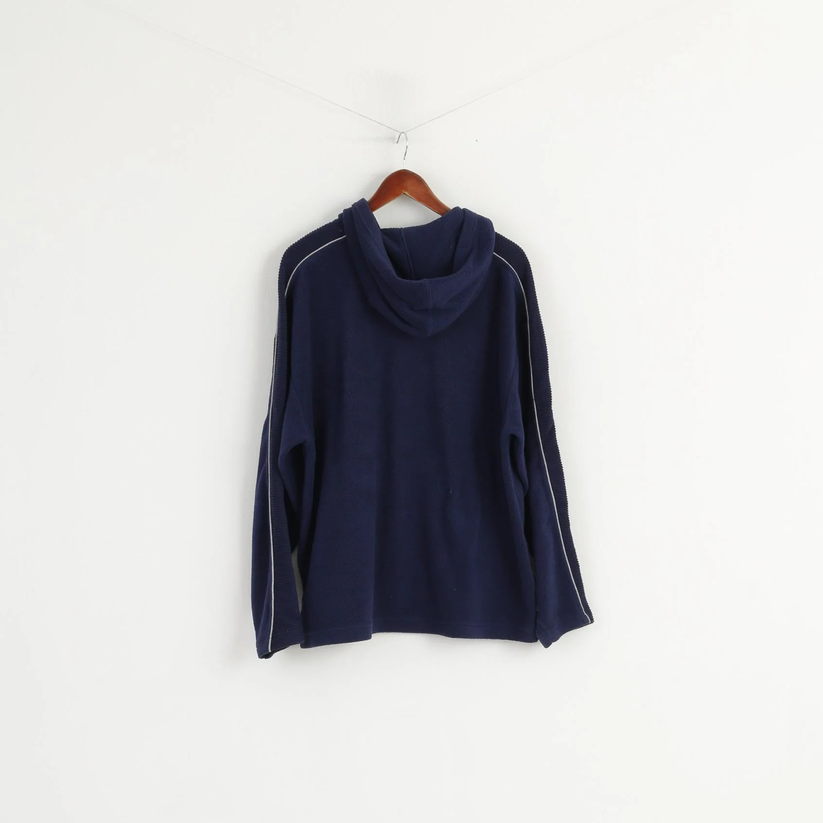 Diadora Men XL Fleece Top Navy Sport Hooded Pullover Kangaroo Pocket Sweatshirt - Image 6