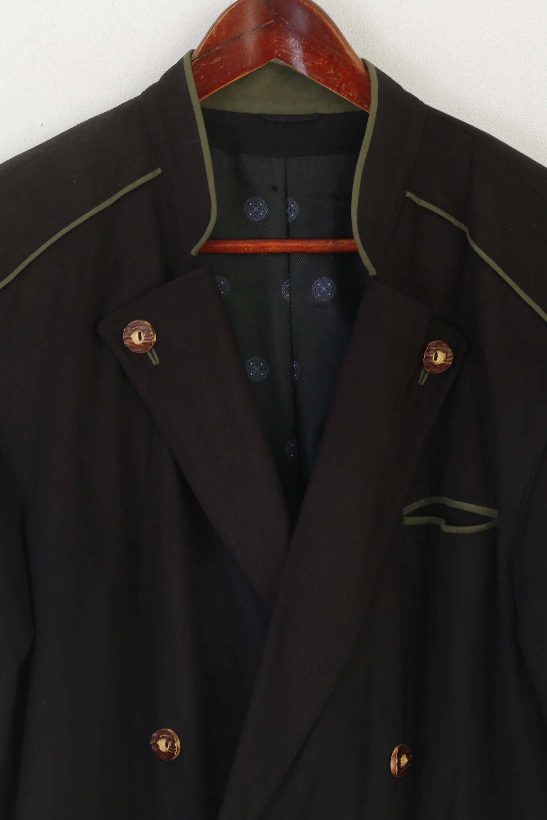 Fordan Men 44 Jacket Black Soft Vintage West Germany Double Breasted Tyrol Blazer - Image 2