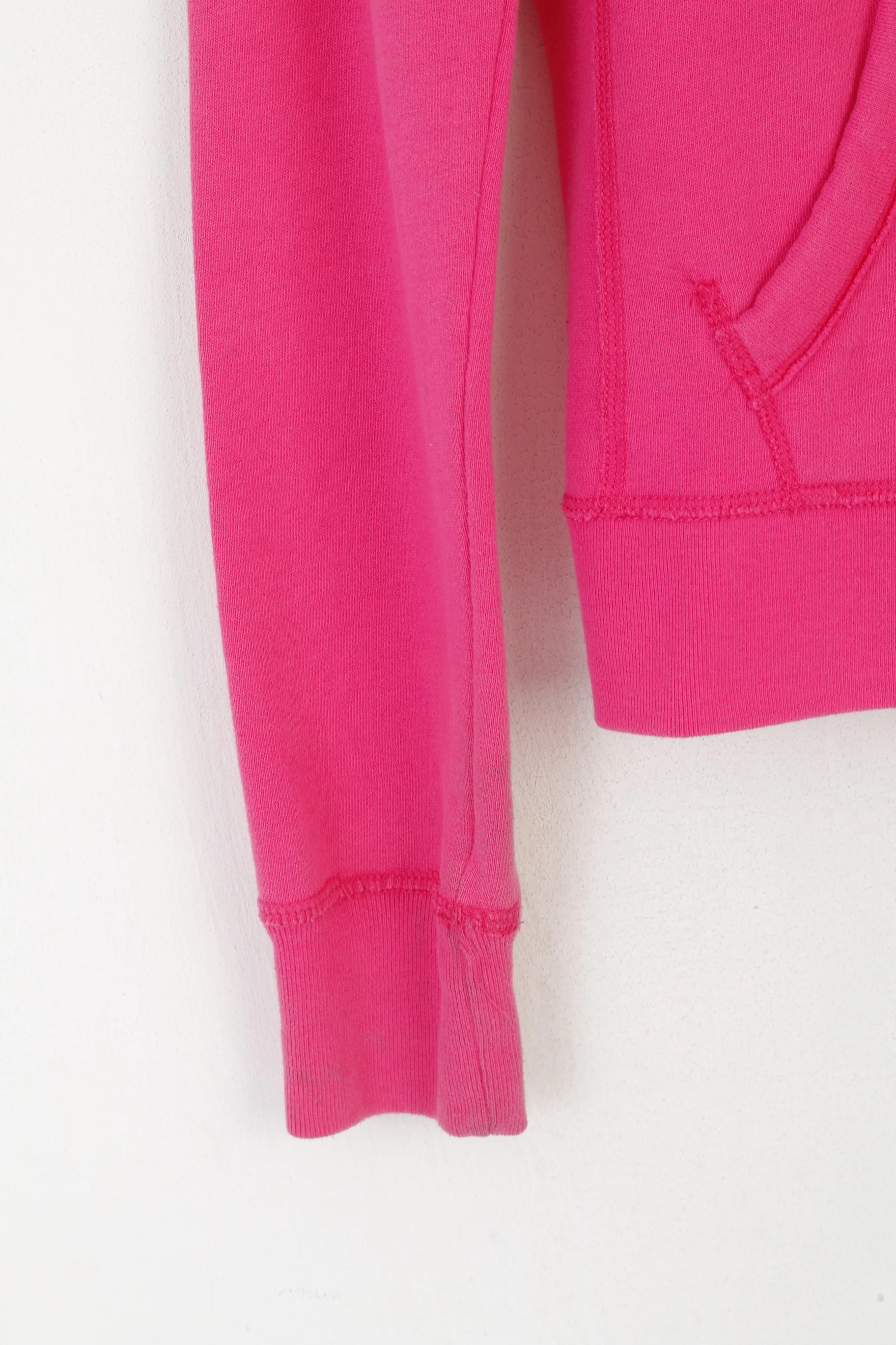 Hollister Women S Sweatshirt Pink Cotton Emroidered Hooded Full Zip Top - Image 3