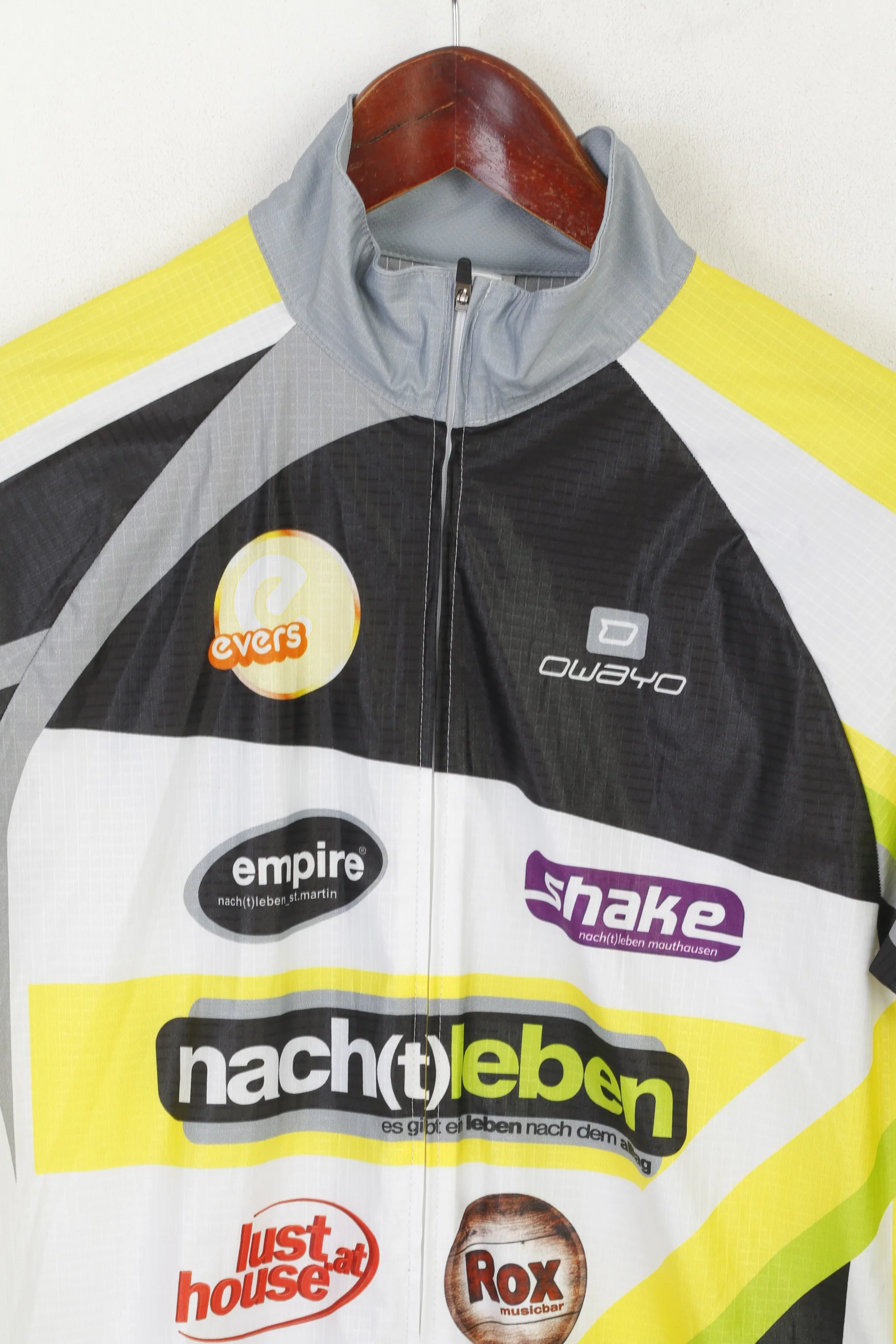 Owayo Men S Cycling Shirt Gray Super Pro Dry Long Sleeve Bike Full Zipper Top - Image 2