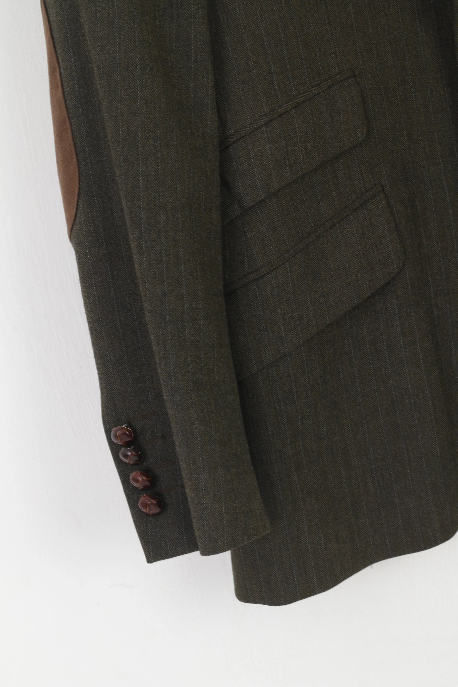 Zara Man Men 48 38 Blazer Brown Striped Patch Single Breasted Vintage Jacket - Image 3