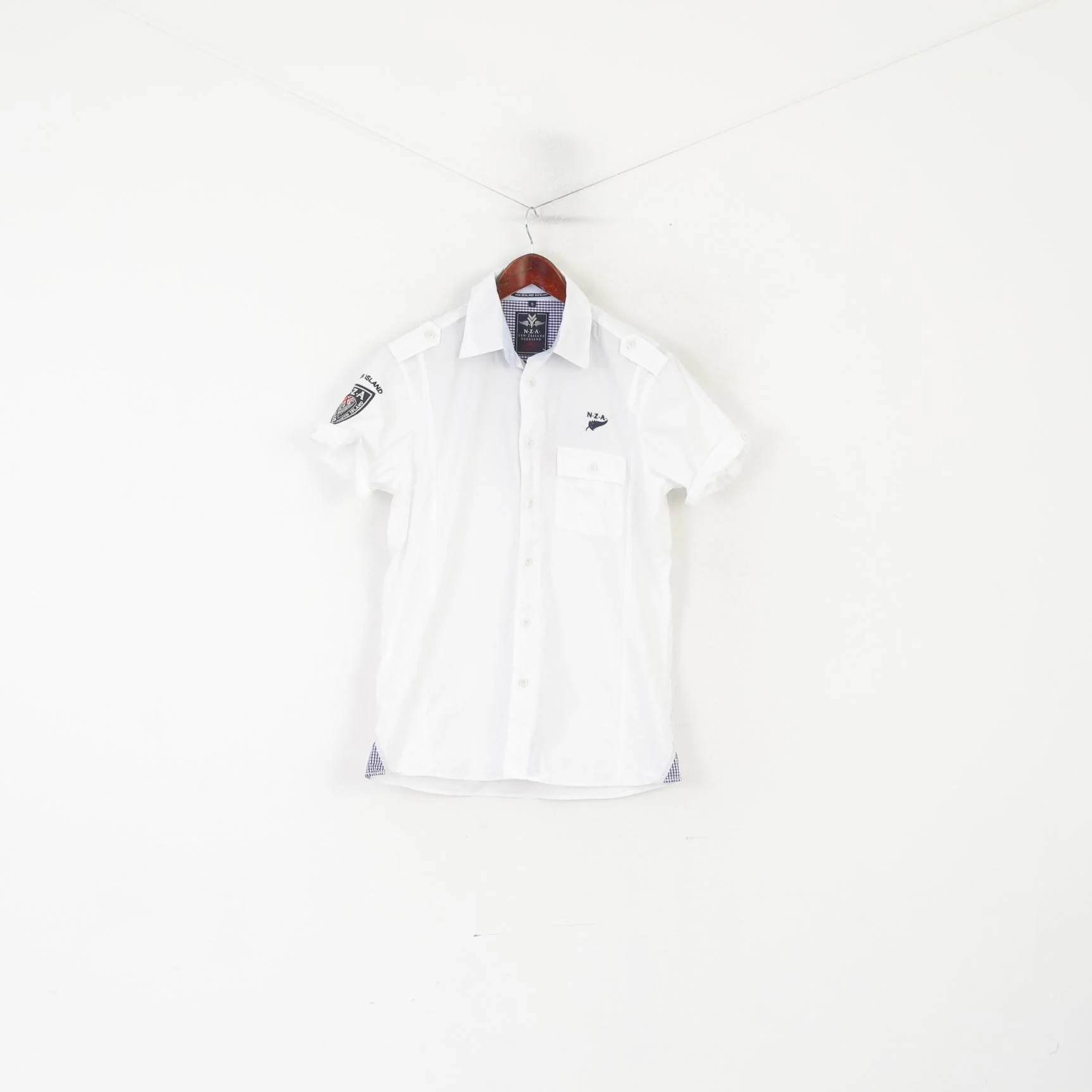 New Zealand Auckland Men S Casual Shirt White Cotton Embroidered South Island Top