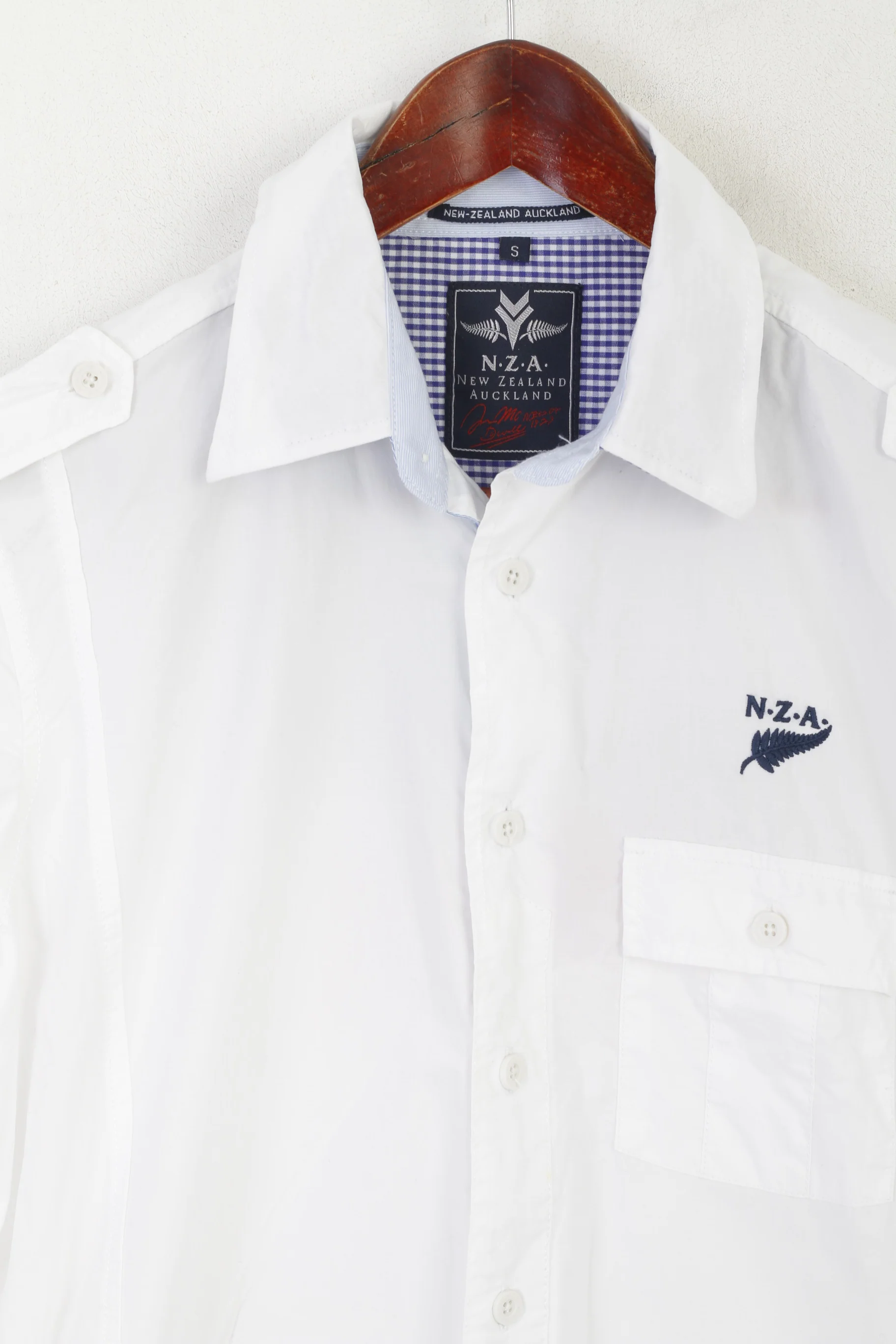 New Zealand Auckland Men S Casual Shirt White Cotton Embroidered South Island Top - Image 2