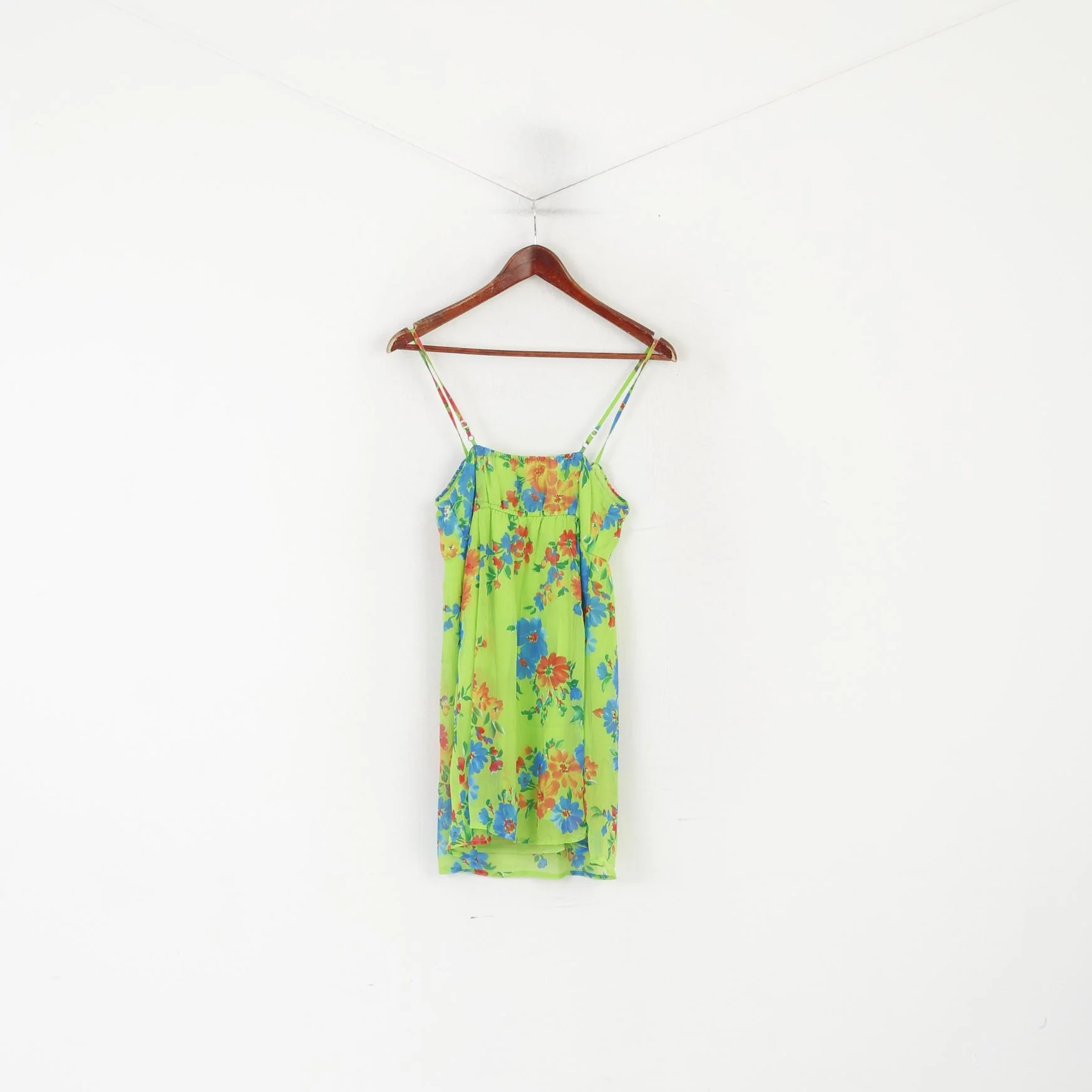 Hollister California Women S Shirt Green Neon Floral Tank Top Summer Blouse - Image 5