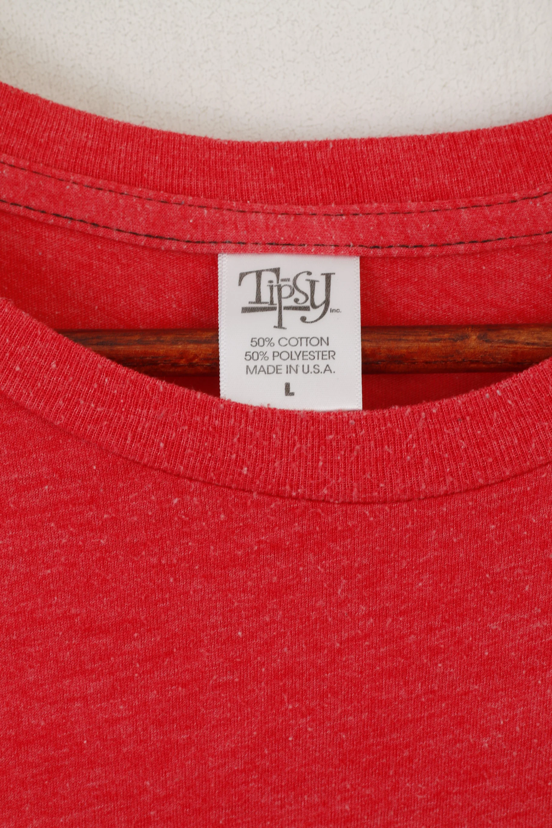 Tipsy Men L T-Shirt Red Cotton Graphic I Spent Time On Alcatraz Top - Image 3