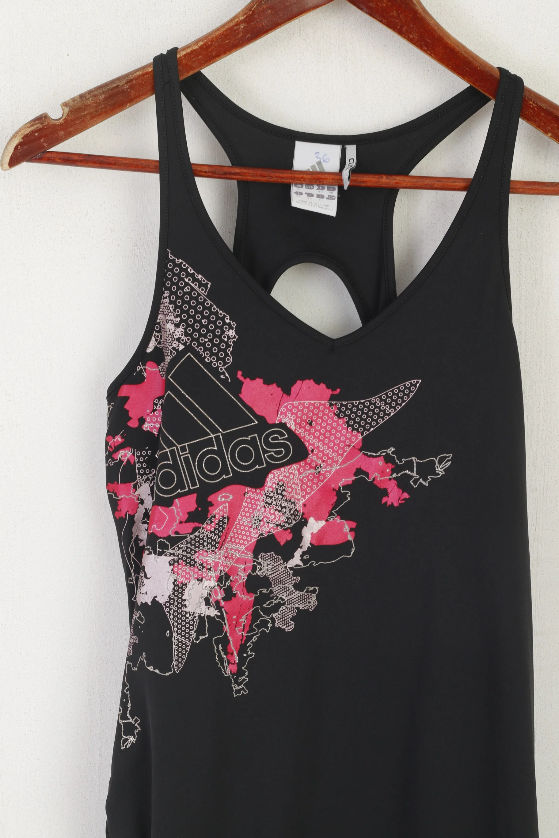 Adidas Women 12 38 M Shirt Black Sportswear Climalite Training Run Tank Top - Image 2