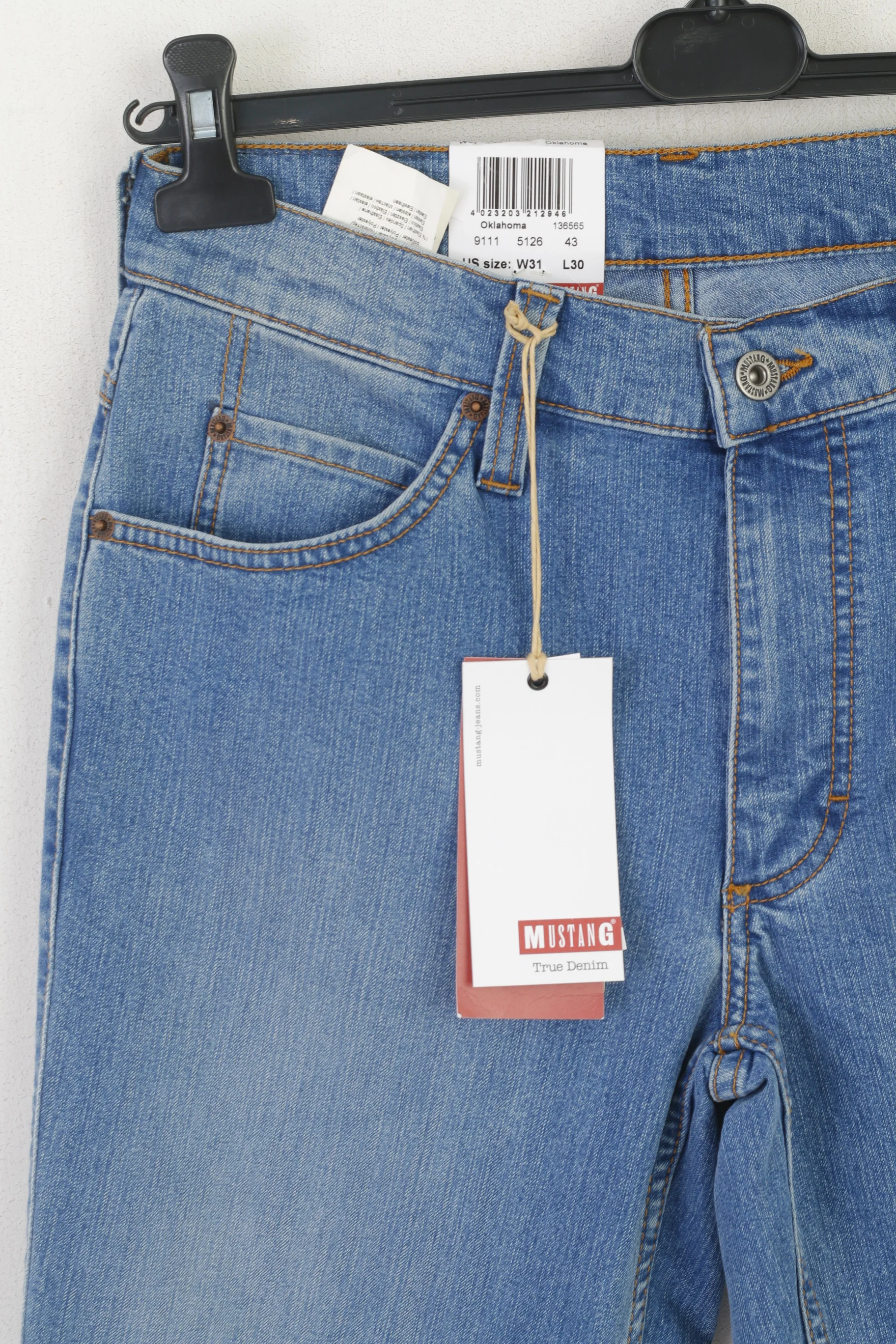 New Mustang Men 31 Jeans Trousers Blue Oklahoma Slim Straight Classic Vintage Pants - Image 2