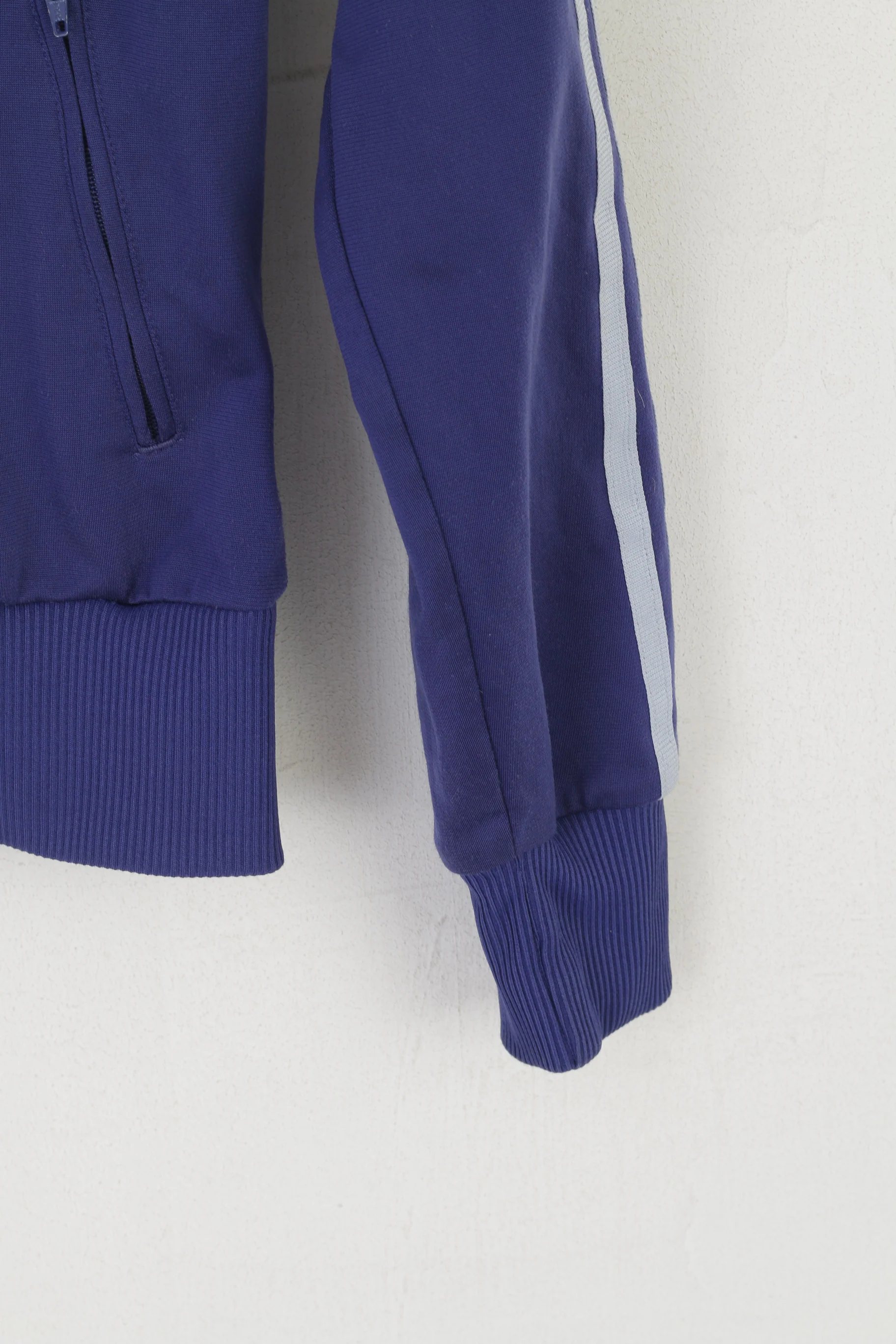 Adidas Women 34 XS Sweatshirt Purple Retro Shiny Full Zipper Activewear Track Top - Image 3