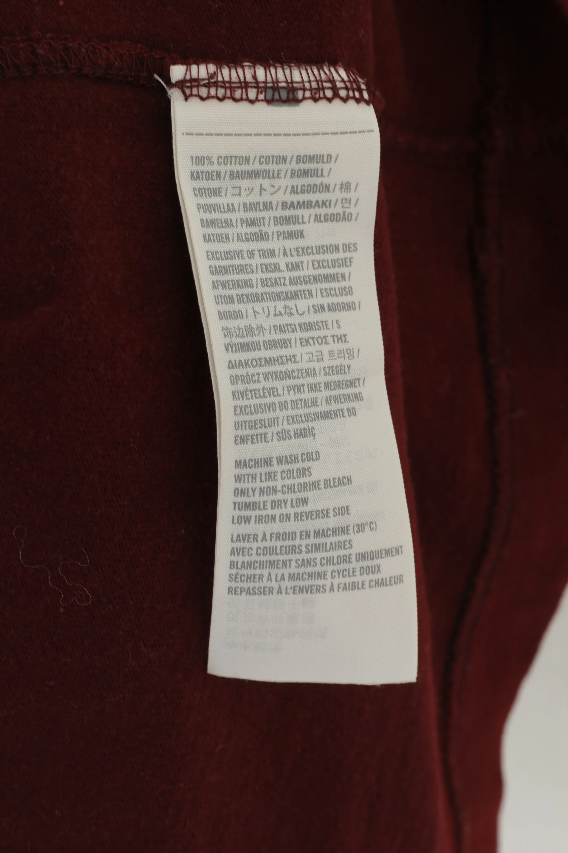 Hollister Men L Shirt Maroon Cotton Emroidered Logo Crew Neck Stretch Top - Image 4