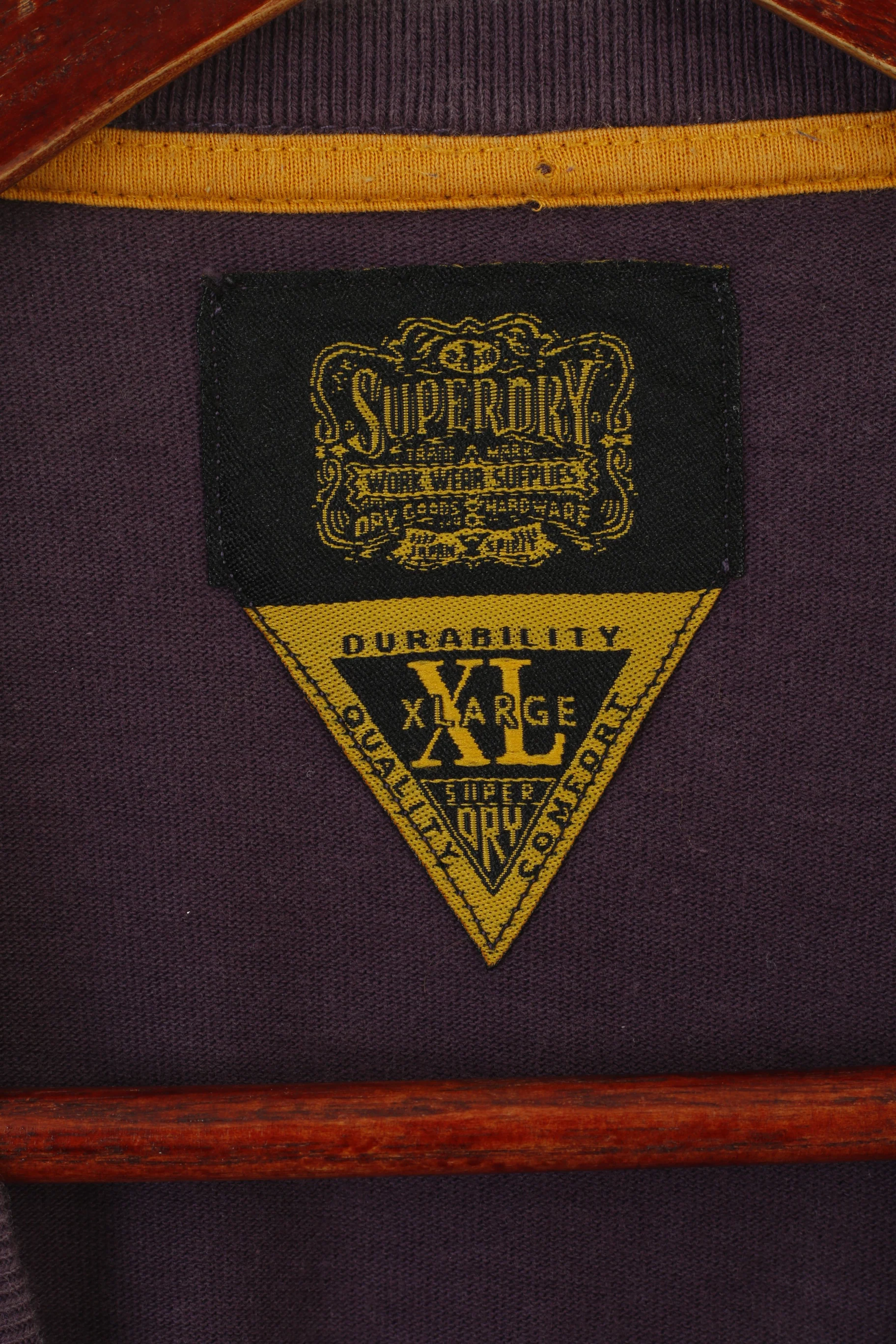 Superdry Men XL (L) Shirt Purple Faded Cotton Graphic Spartan V Neck Top - Image 4