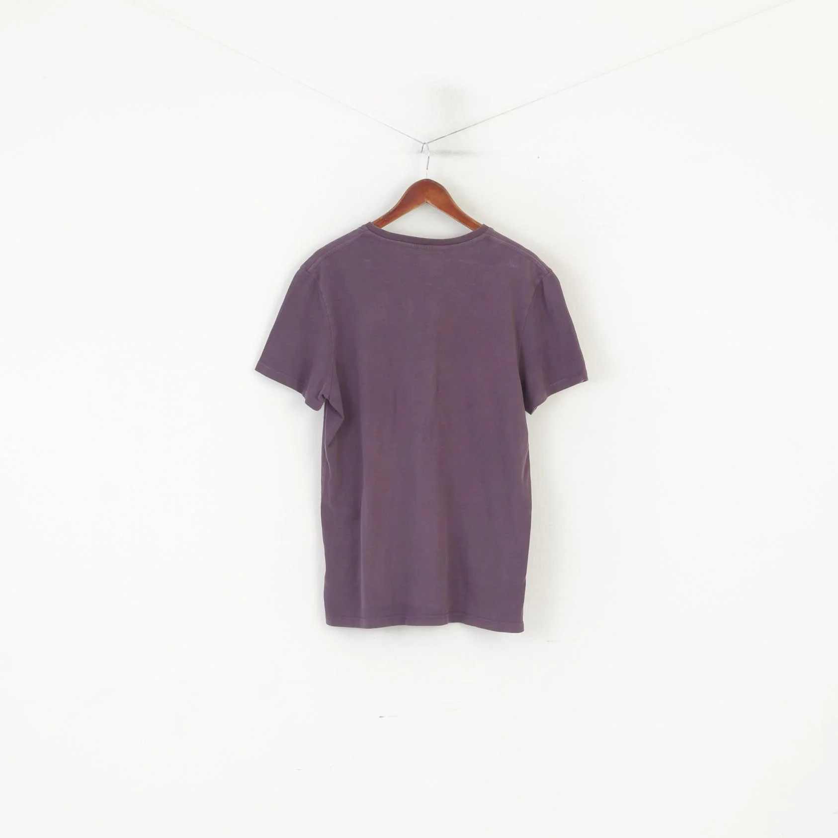 Superdry Men XL (L) Shirt Purple Faded Cotton Graphic Spartan V Neck Top - Image 6
