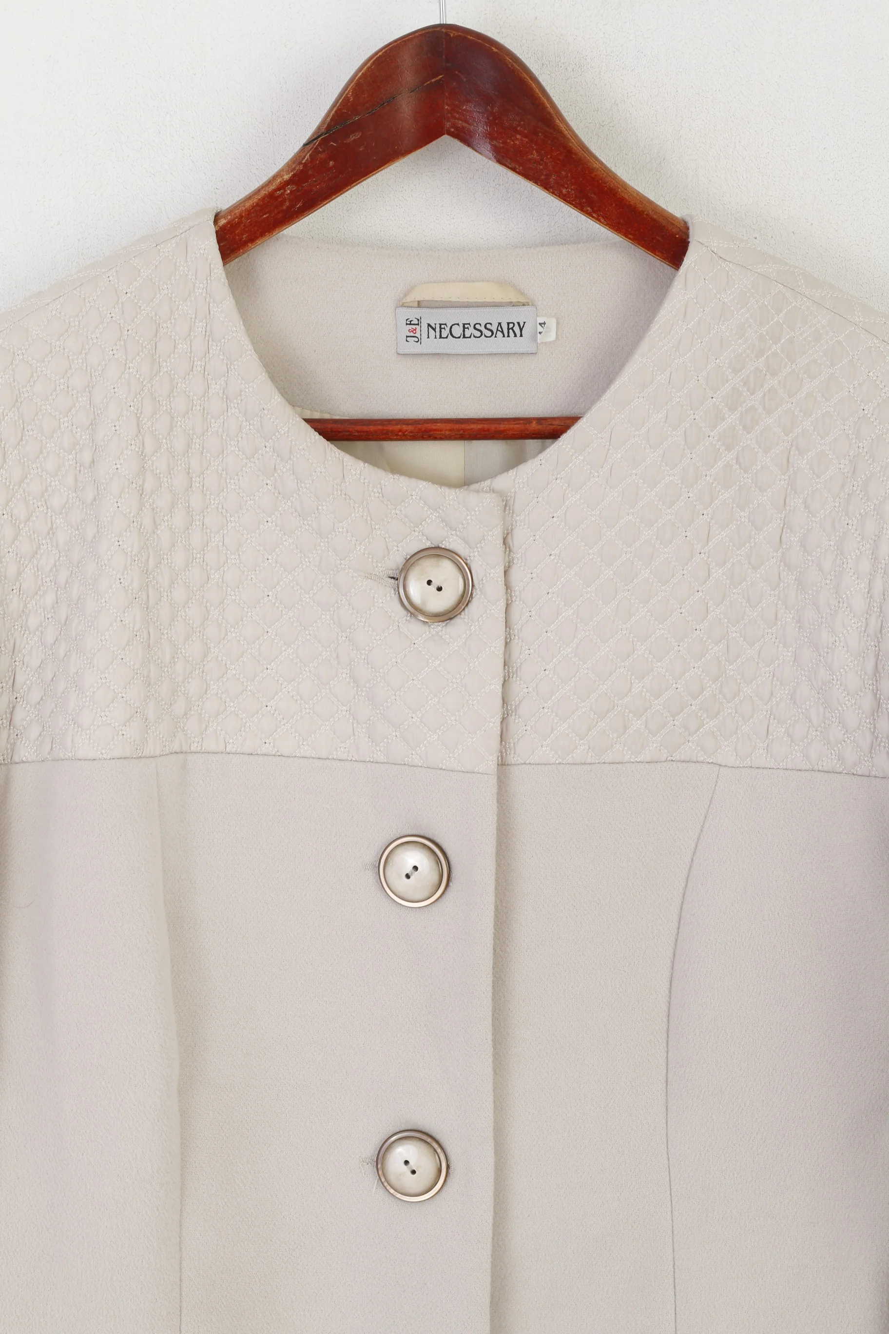 J&E Necessary Women 44 XL Jacket Beige Wool Classic Single Breasted Casual Top - Image 2