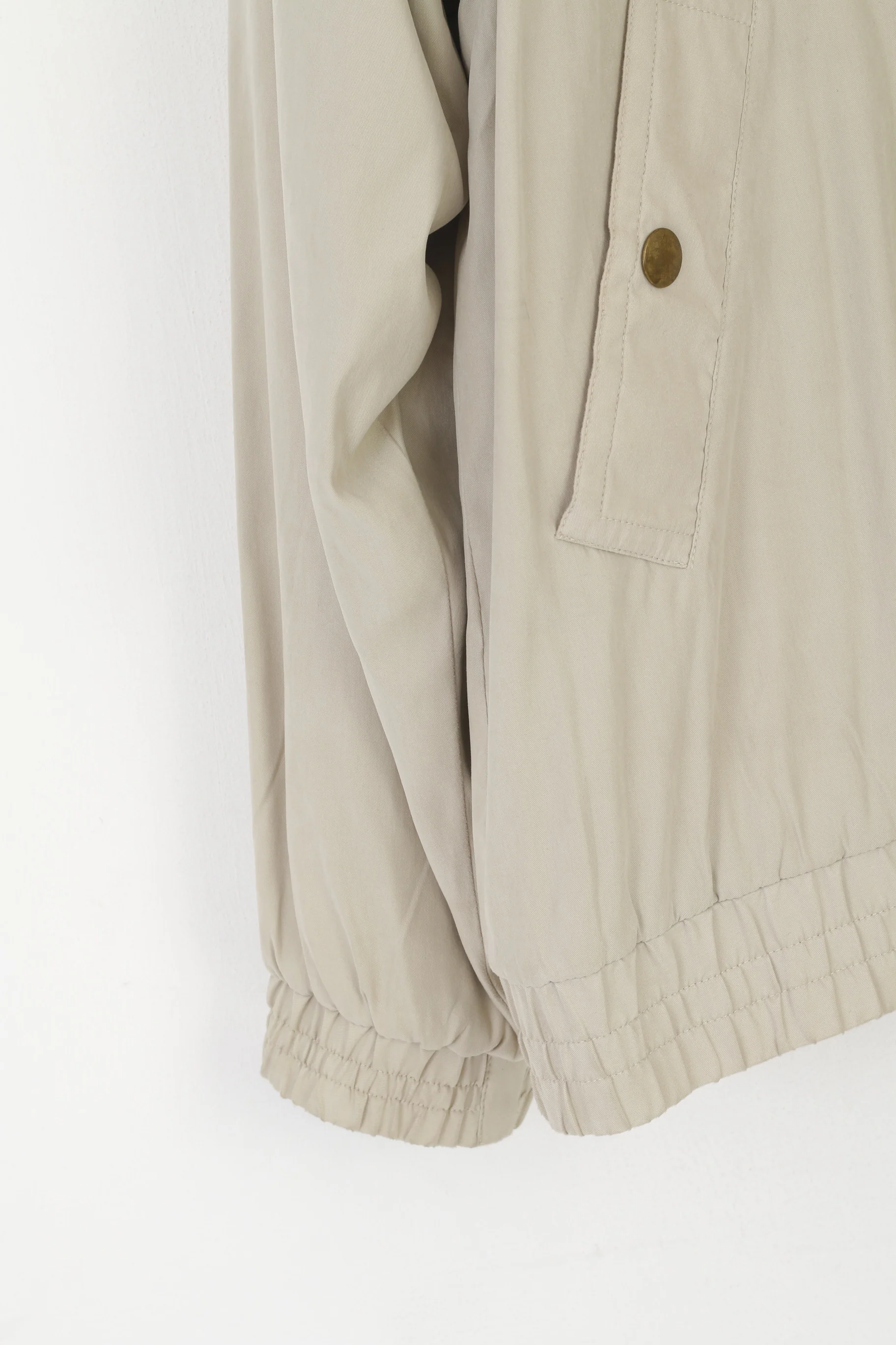 James Cowan Men L Jacket Beige Vintage Harrington Full Zip Fleece Lined Top - Image 3