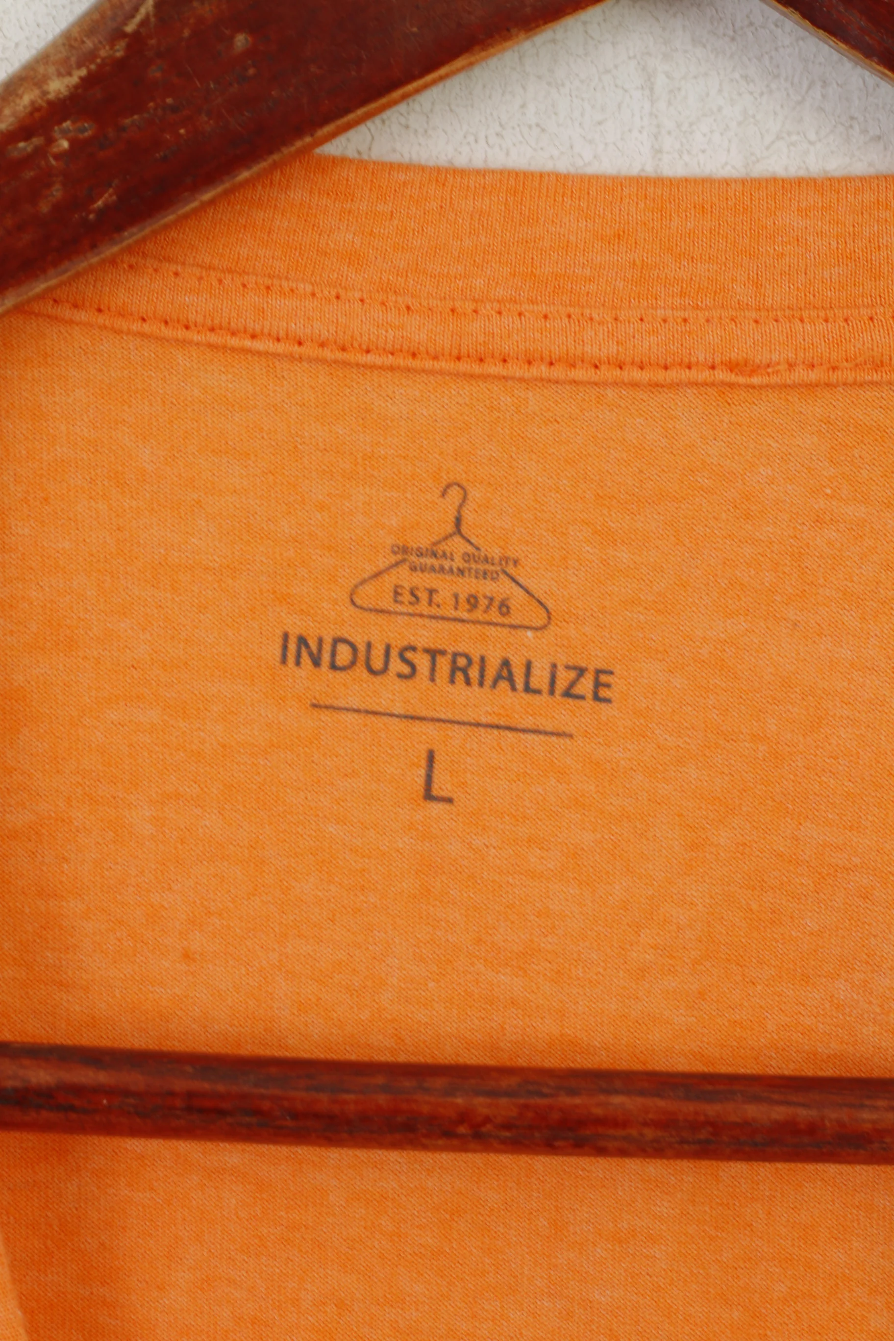 Industrialize Men L Shirt Orange Cotton Graphic Miami LA Summer Top - Image 3