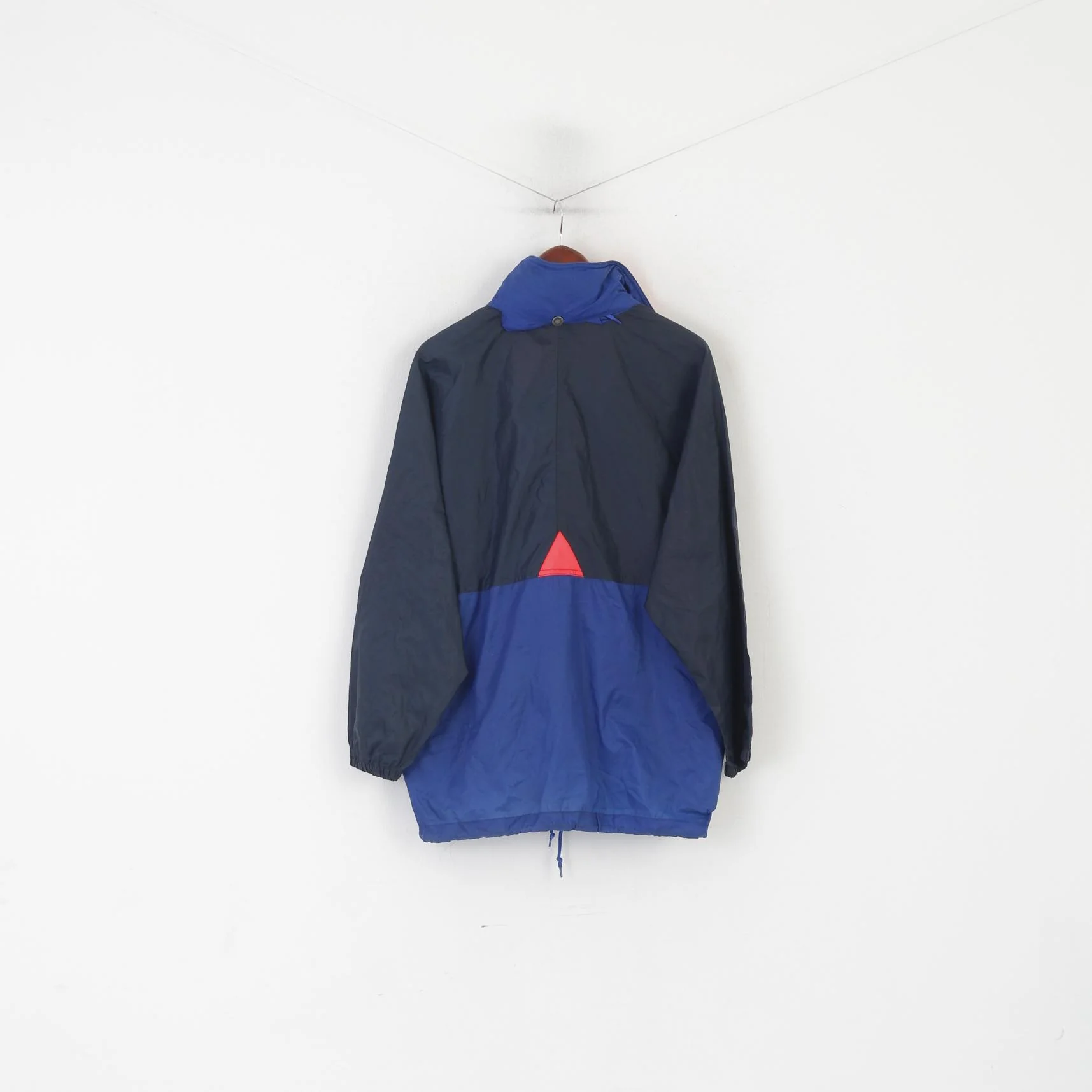 Brugi Men S Jacket Navy Nylon Vintage Waterproof Styled in Italy Hidden Hood Top - Image 6