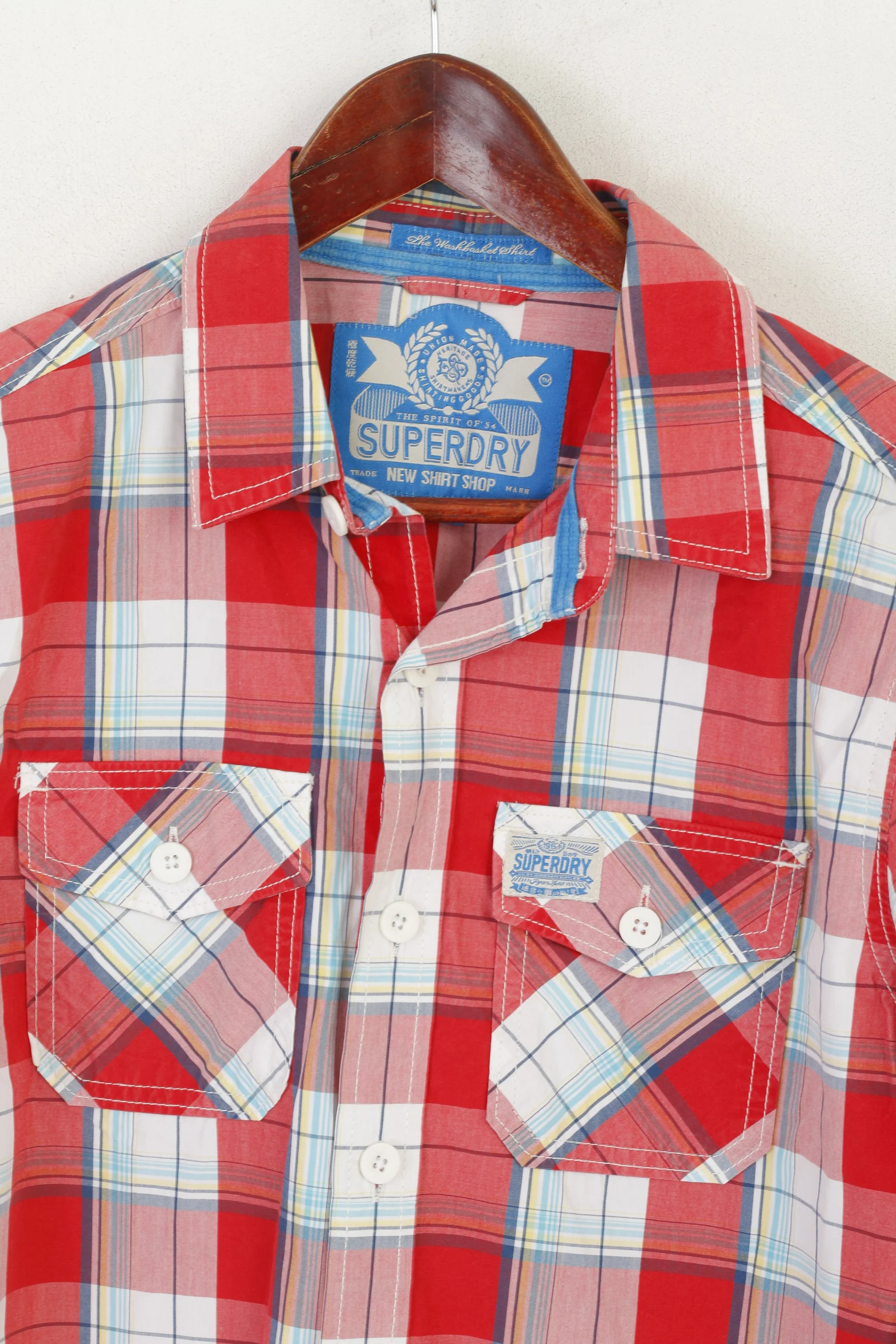 Superdry Men S Casual Shirt Red Check Cotton The Washbasket Long Sleeve Top - Image 2