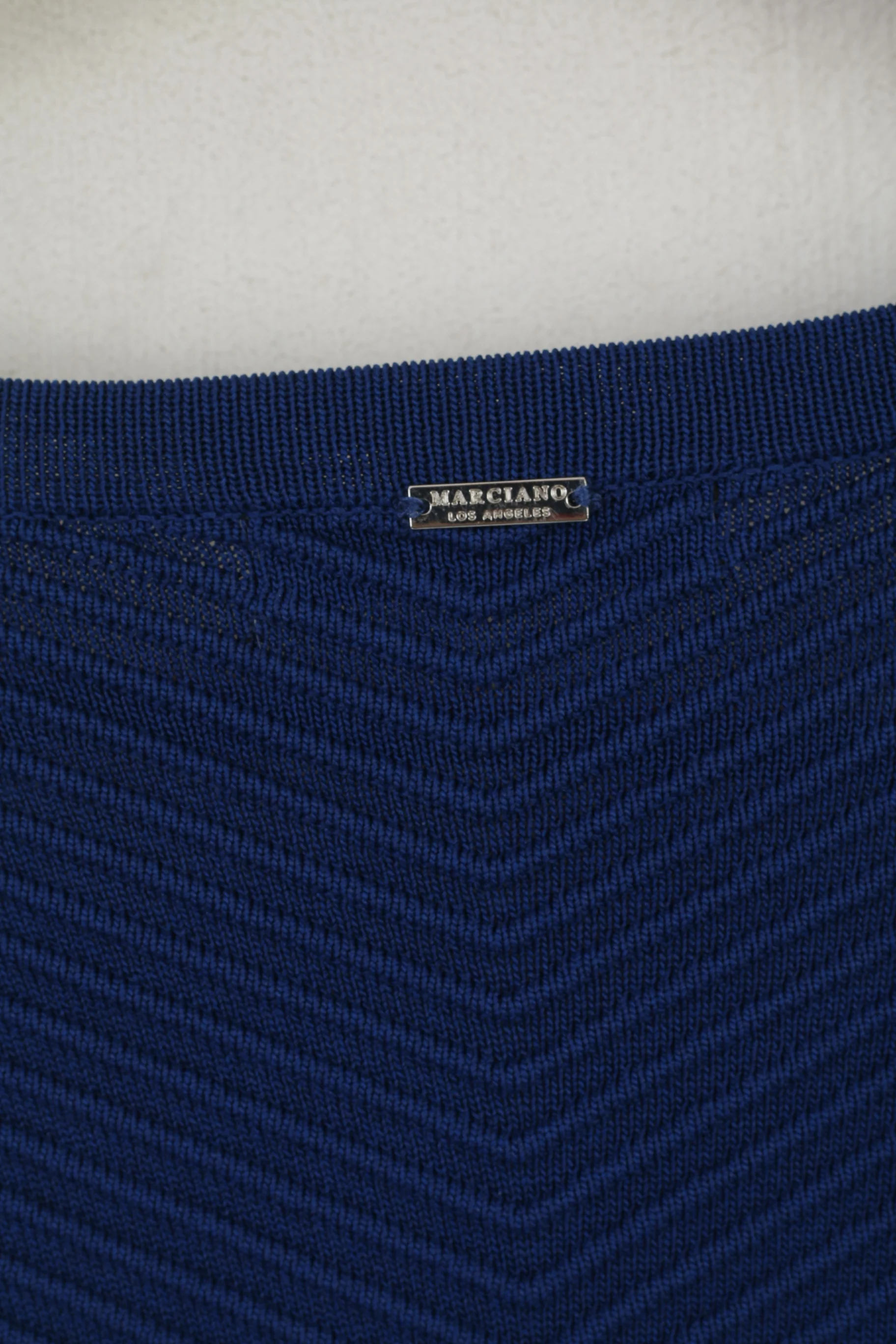 Marciano Los Angeles Women 2 S Mini Dress Navy Stretch Viscose Knit V Neck - Image 6