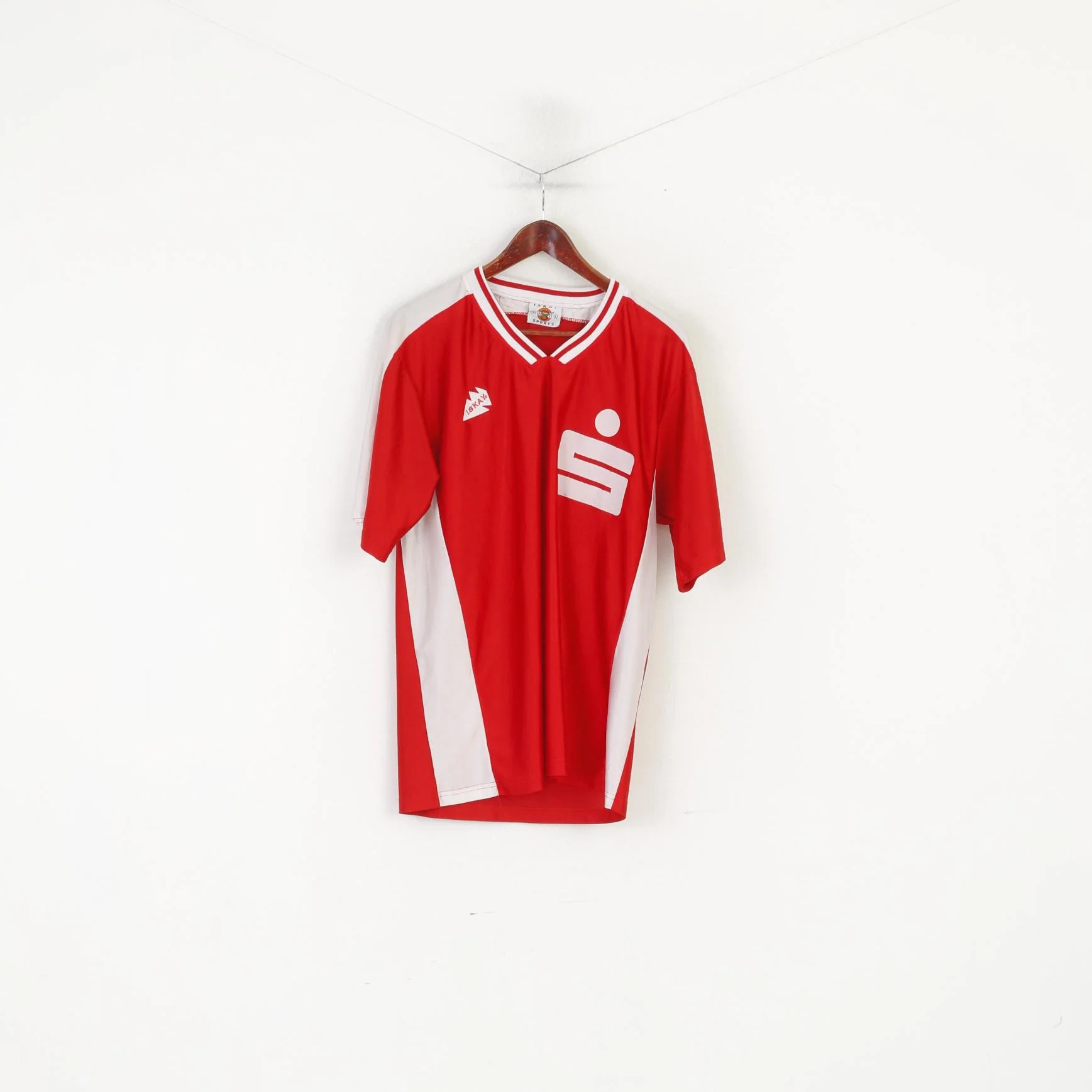 ISKAY Sports Assist Men L Shirt Red Vintage Basketball Nordlingen V Neck Jersey Top